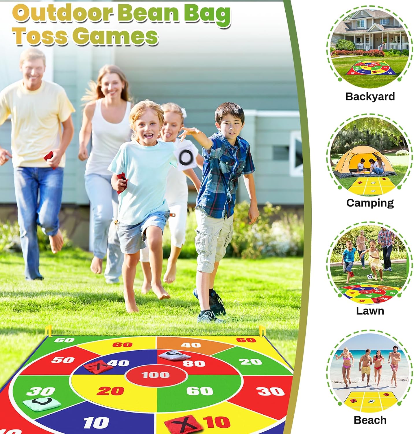2-in-1 Giant Easter Bean Bag Toss & Large Tic Tac Toe Outdoor Games for Kids Adults-4.5ft Giant Outside Lawn Yard Camping Field Day Games for Kid Family-Backyard Fun Carnival Easter Party Giant Games