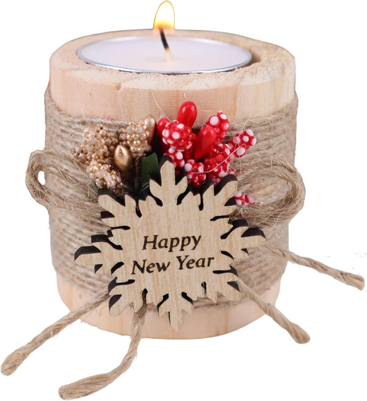 HTF Pack of 10 Christmas Decorations Wood Tealight Candle Holder, New Year Decoration, Noel Christmas Candles Bulk, Xmas Decoration, Noel Decor (CH-Snowflake, Light Brown)