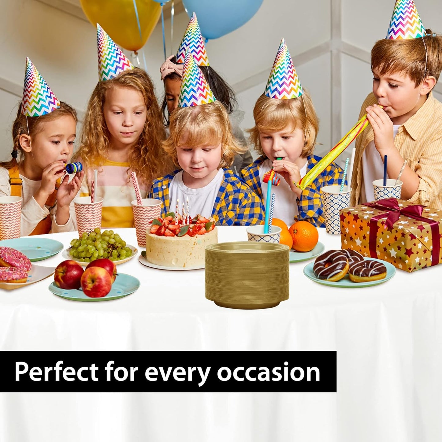 Gold Solid Color Premium Heavy Weight Plastic Dinner Plate (9") 50 Count - Elegant & Durable, Perfect for Parties & Events