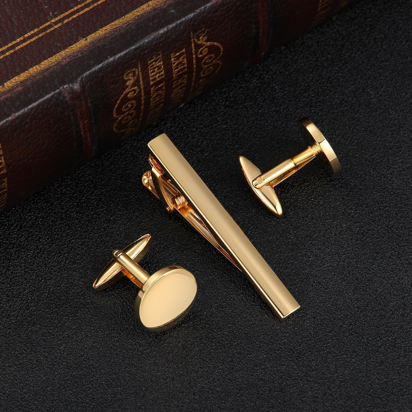 GWD Cufflinks and Tie Clip Set for Men Personalized Cuff Links Business Wedding Father's Day Gift