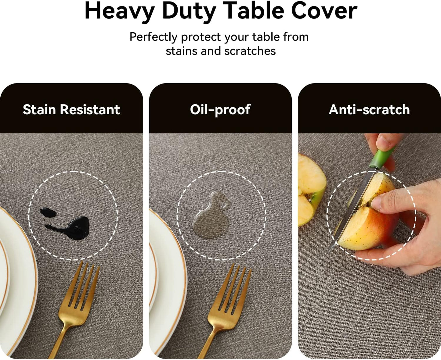 Romanstile 100% Waterproof PVC Tablecloth, Rectangle Oil Spill Proof Stain Resistant Vinyl Table Cloth, Wipe Clean Plastic Table Covers for Kitchen/Dining/Parties - 54 x 108 Inch, Brown