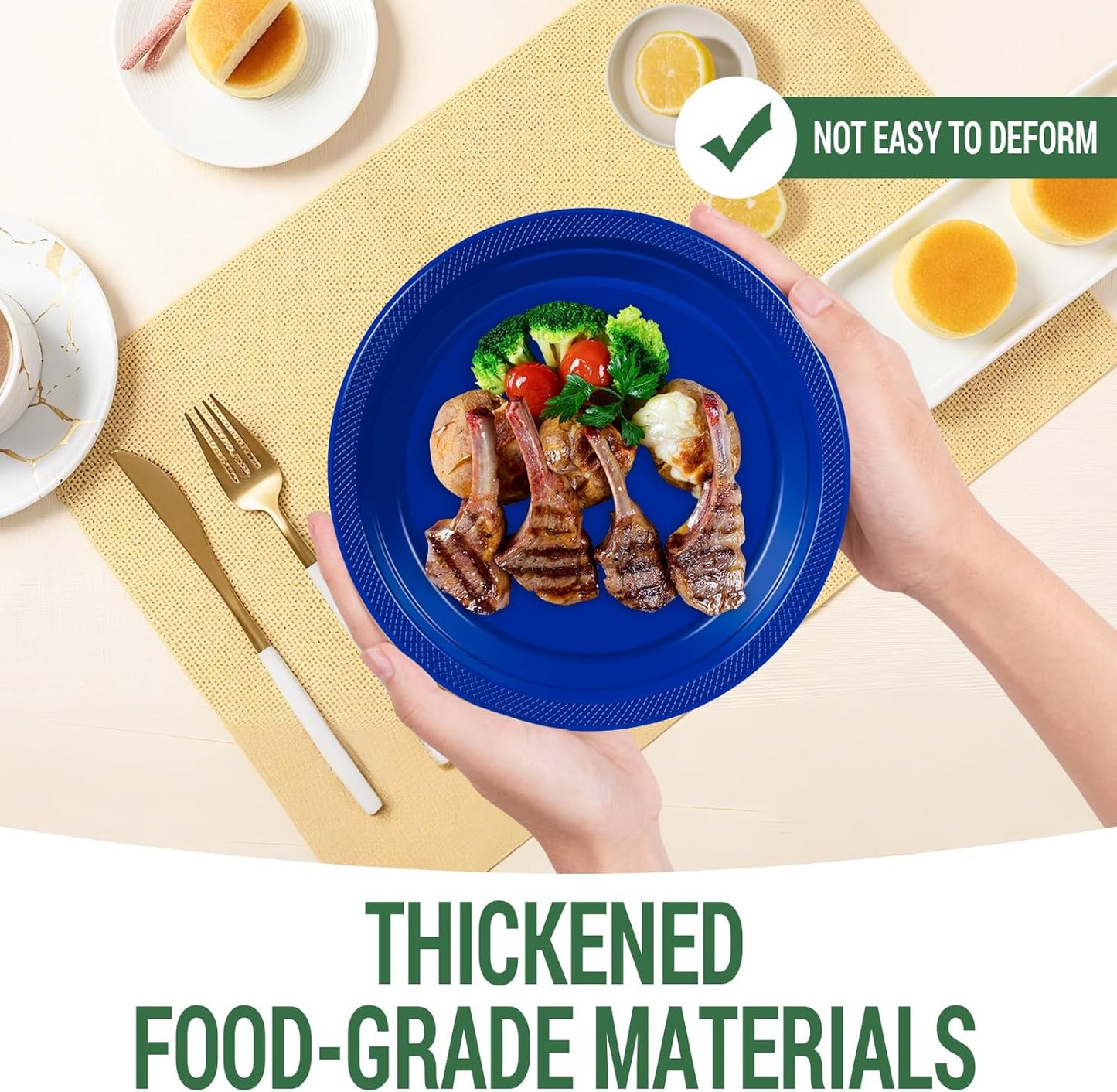 50 Royal Blue Plastic Plates For Party, Includes 25-9" & 25-7" Cake Dessert Plastic Dinner Plates Disposable For Party Supplies