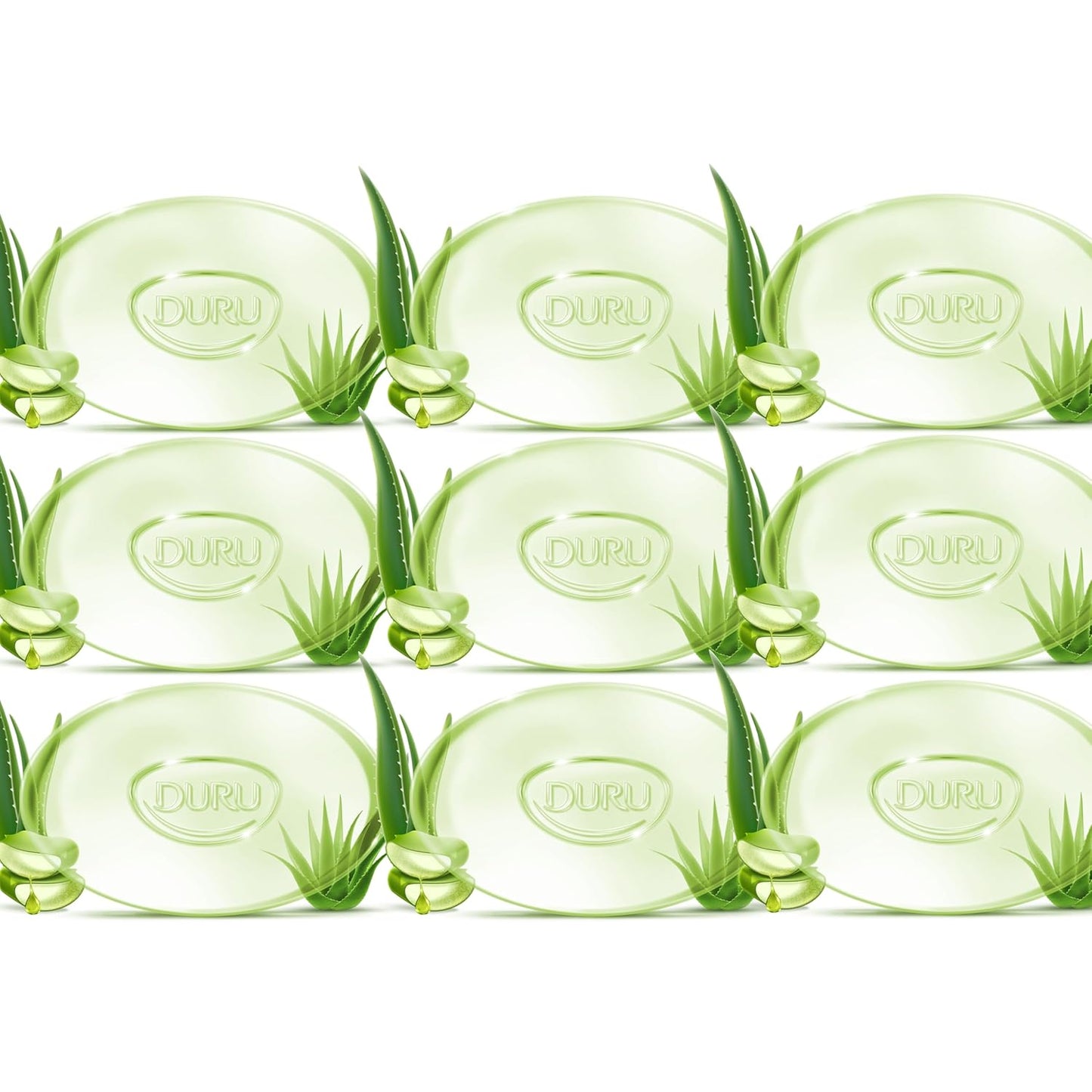 Duru Aloe Vera Glycerin Bar Soap - Vegan Transparent Cleansing Bar Moisturizing Sensitive Skin Wash for Women and Men Plant Based - 9 Pack