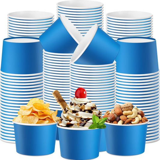 Paper Ice Cream Cups 9oz Colored Disposable Dessert Bowls for Hot or Cold Food Party Cups for Birthday Baby Shower Easter Party Supplies(Blue,60 Pcs)