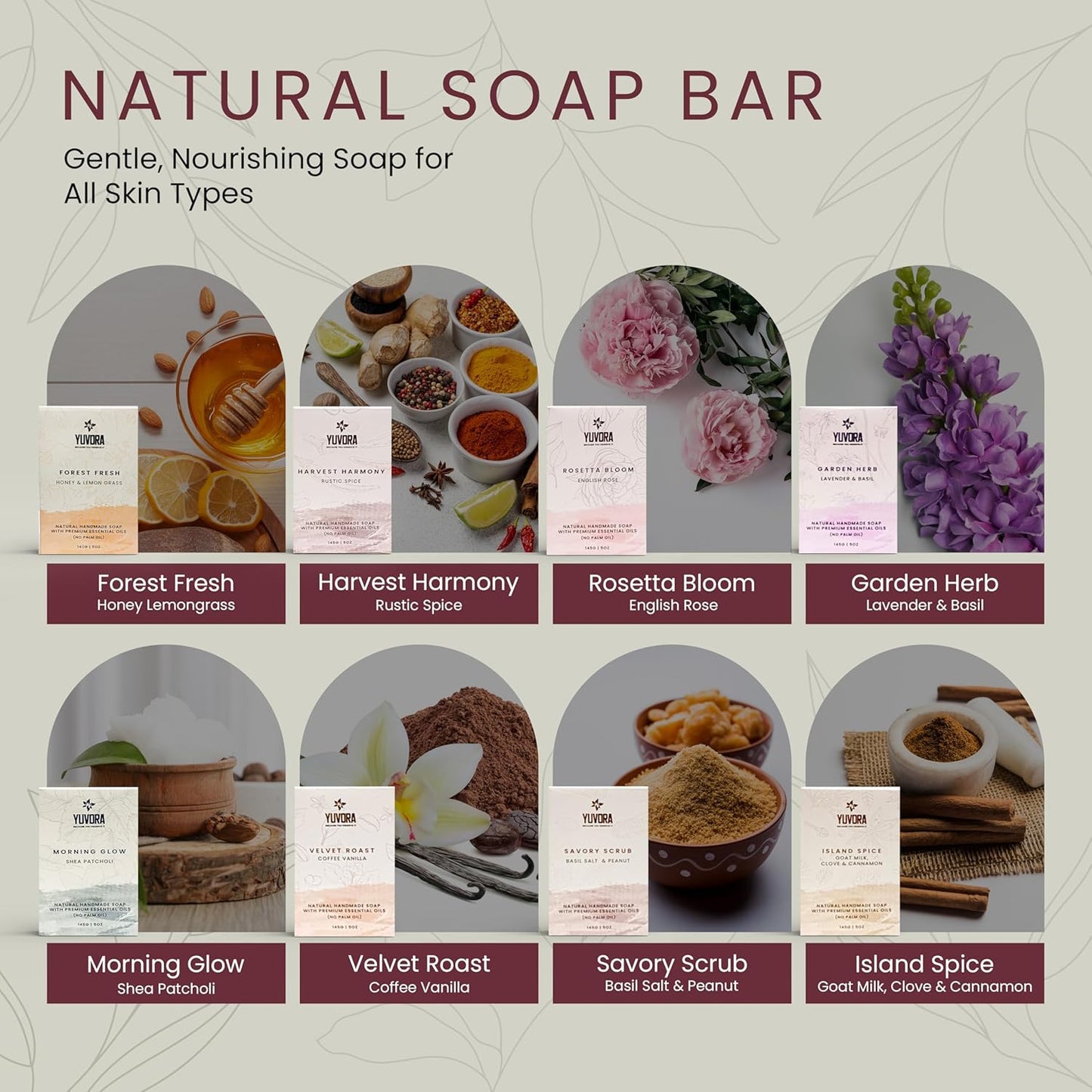8 Pcs Women Natural Handmade Body Soaps 5 OZ Pack Floral Radiance Long lasting Fragrance Luxurious Scents with Natural Ingredients – Sulfate & Paraben Free, Vegan Soap