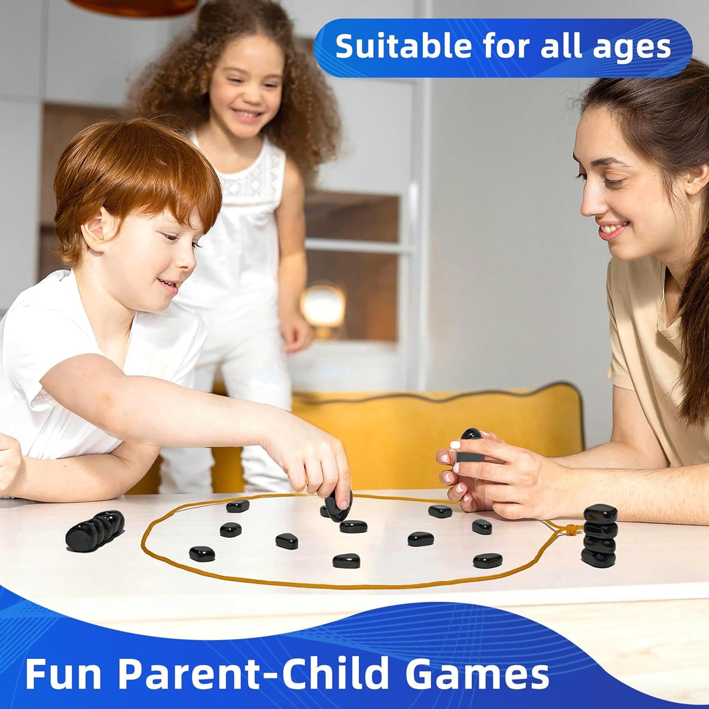 Magnetic Chess Game with Stones，Magnetic Chess Strategy Game for Kids and Adults，Travel-Friendly Family Game for Parties and Home Use