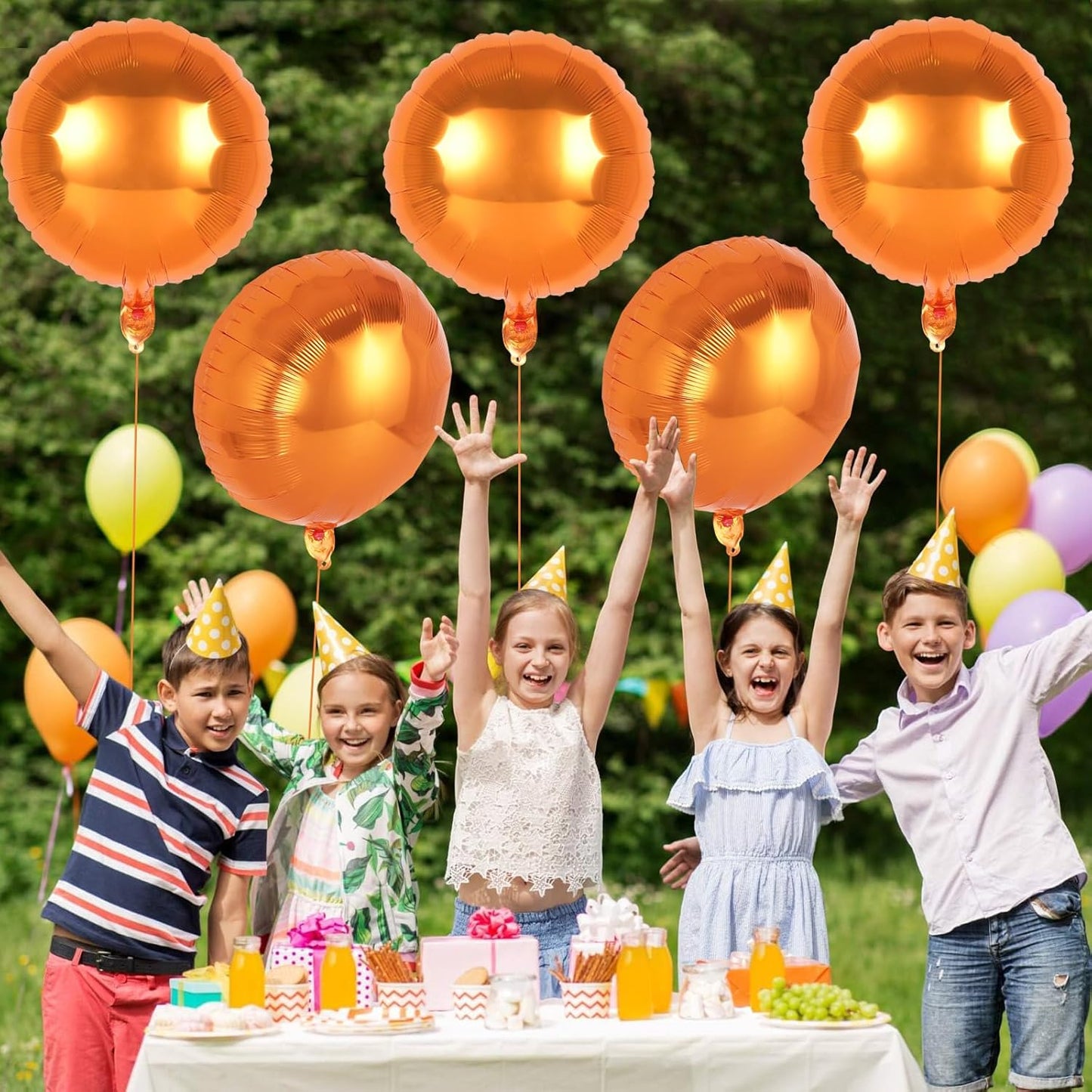 20 Pcs Round Shaped Balloons,18 Inch Round Foil Balloon,Giant Round Mylar Balloon Helium Balloons for Birthday Party Baby Shower Wedding Decorations (Orange)