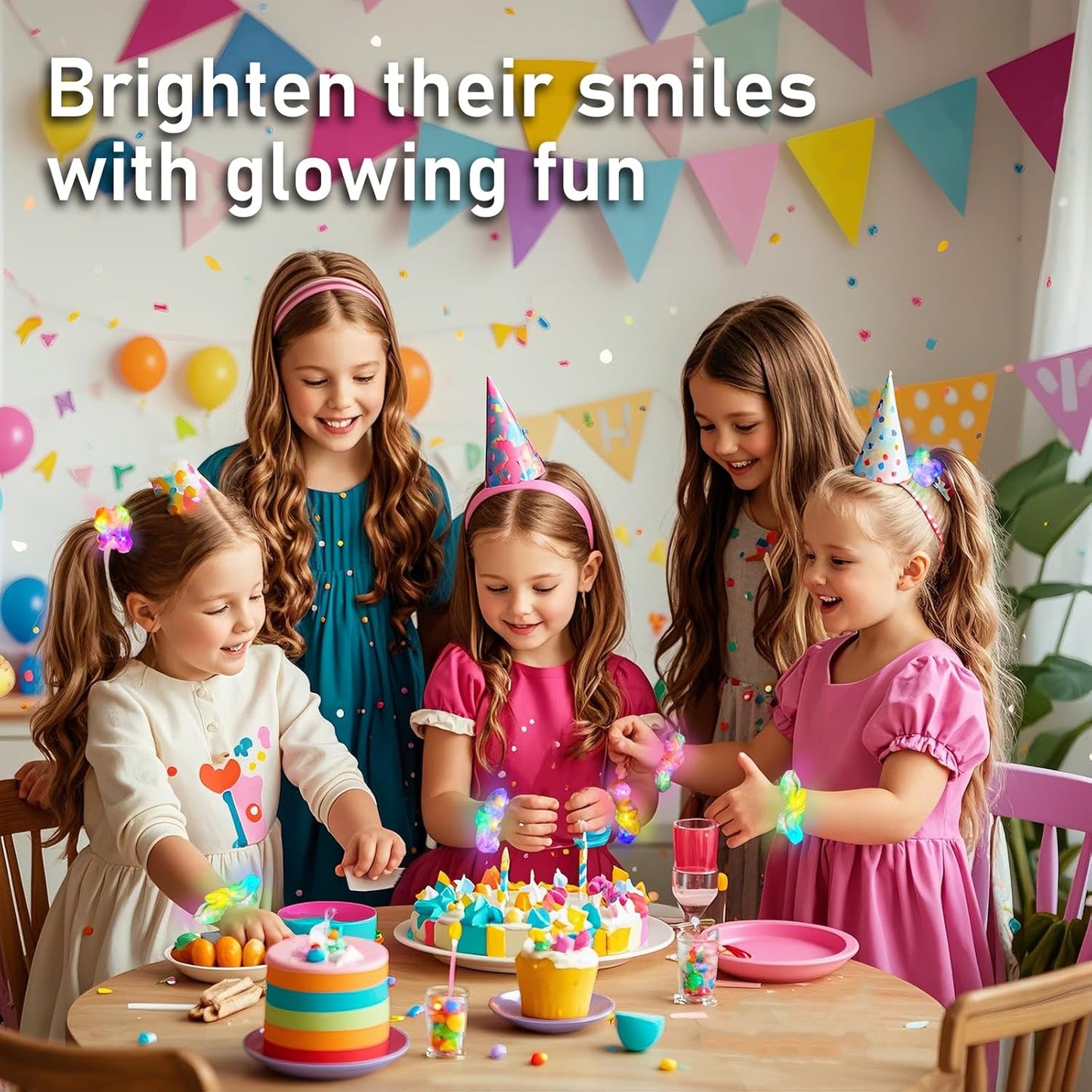 18 Pcs Light Up Mermaid Scrunchies, LED Hair Scrunchy for Girl & Women, Multi Light Modes, Glow in the Dark Accessories for Rave Neon Slumber Party