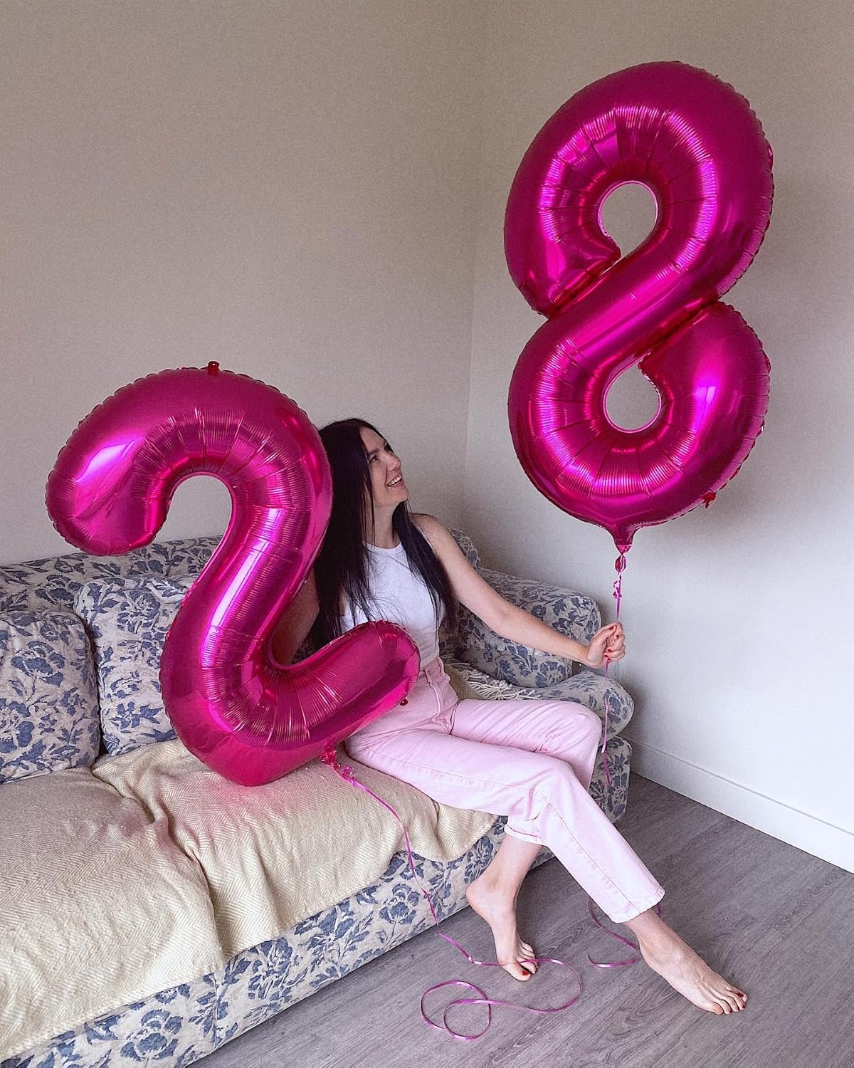 Hot Pink 2 Balloon, Number Balloons 40 Inch, 2nd Balloon Number Birthday Decorations, Second Two Birthday Party Supplies, Number 2 Balloon