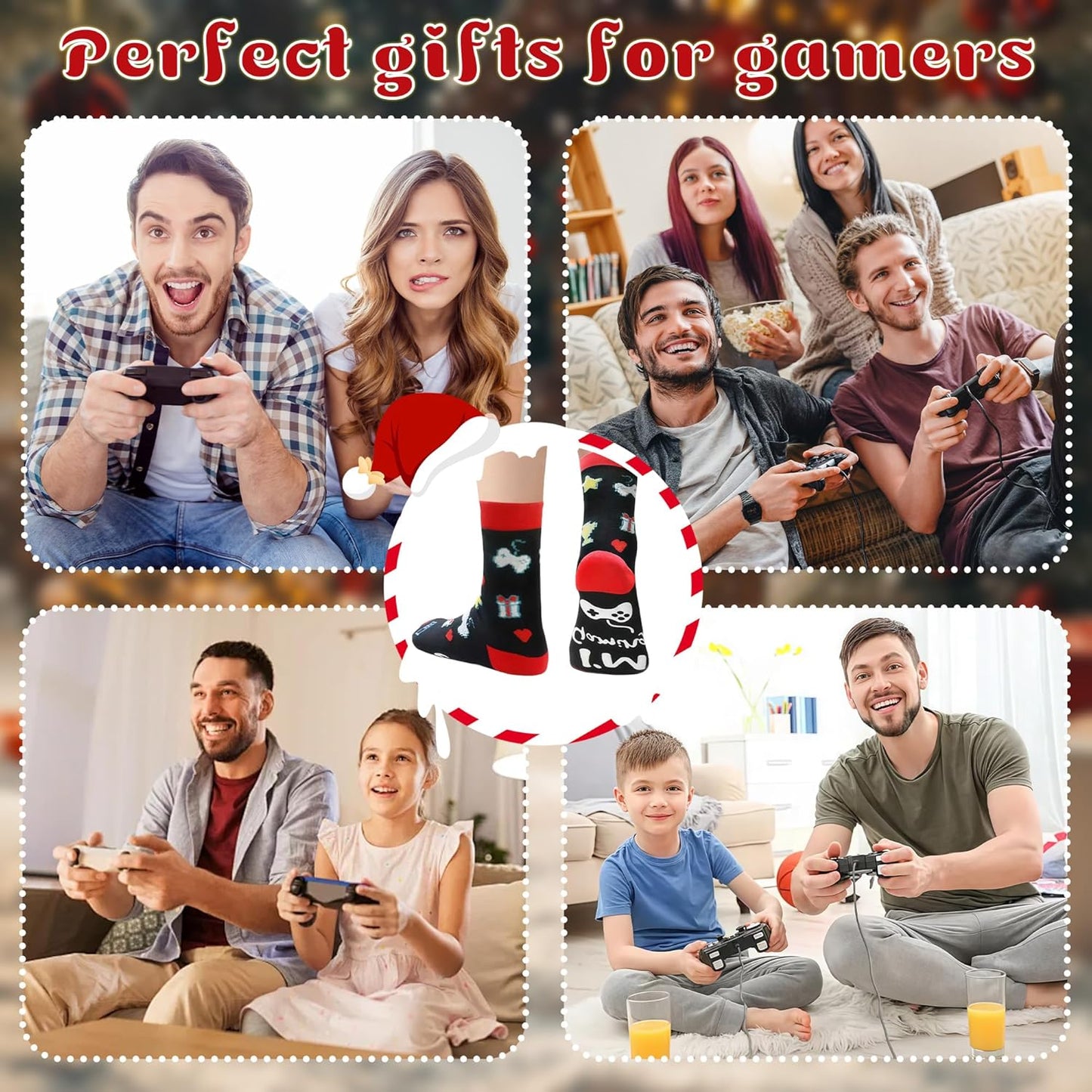 Funny Christmas Valentines Gifts Stocking Stuffers for Teen Kids Men Women Do Not Disturb I'm Gaming Socks Gamer Socks