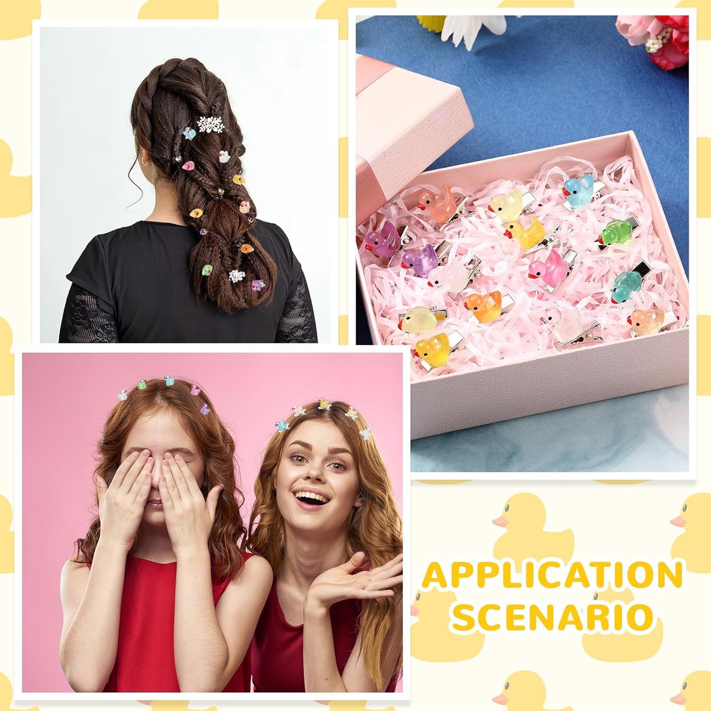 30 Pcs Mini Glow Hair Clips Girls Rave Hair Clips for Women Christmas Music Festival Holiday Party Supplies (Duck)