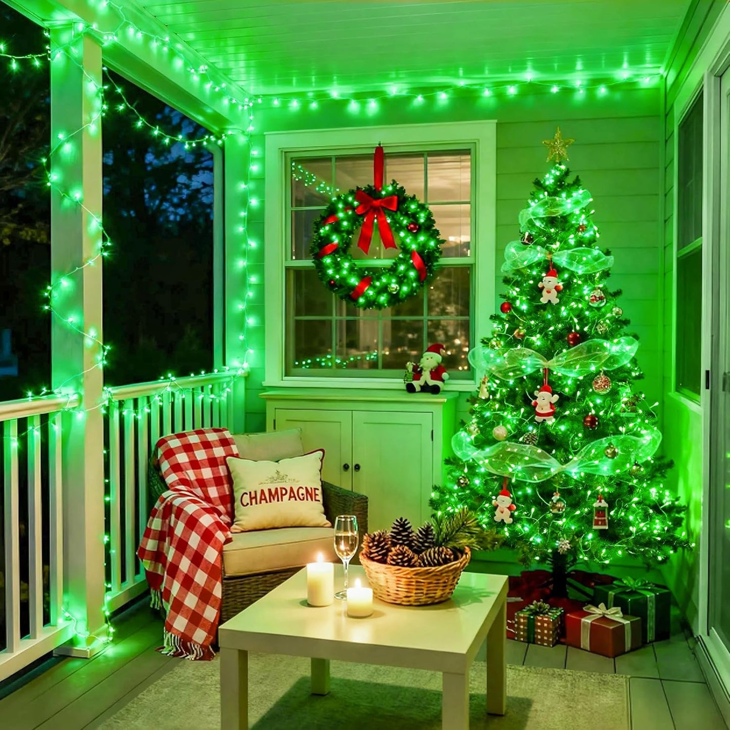 JMEXSUSS Green Christmas Lights Clear Wire, 66ft 200 LED Green Lights for Christmas Decor, Connectable Evergreen String Light Indoor Outdoor for Christmas Tree Home Garden Xmas Decorations