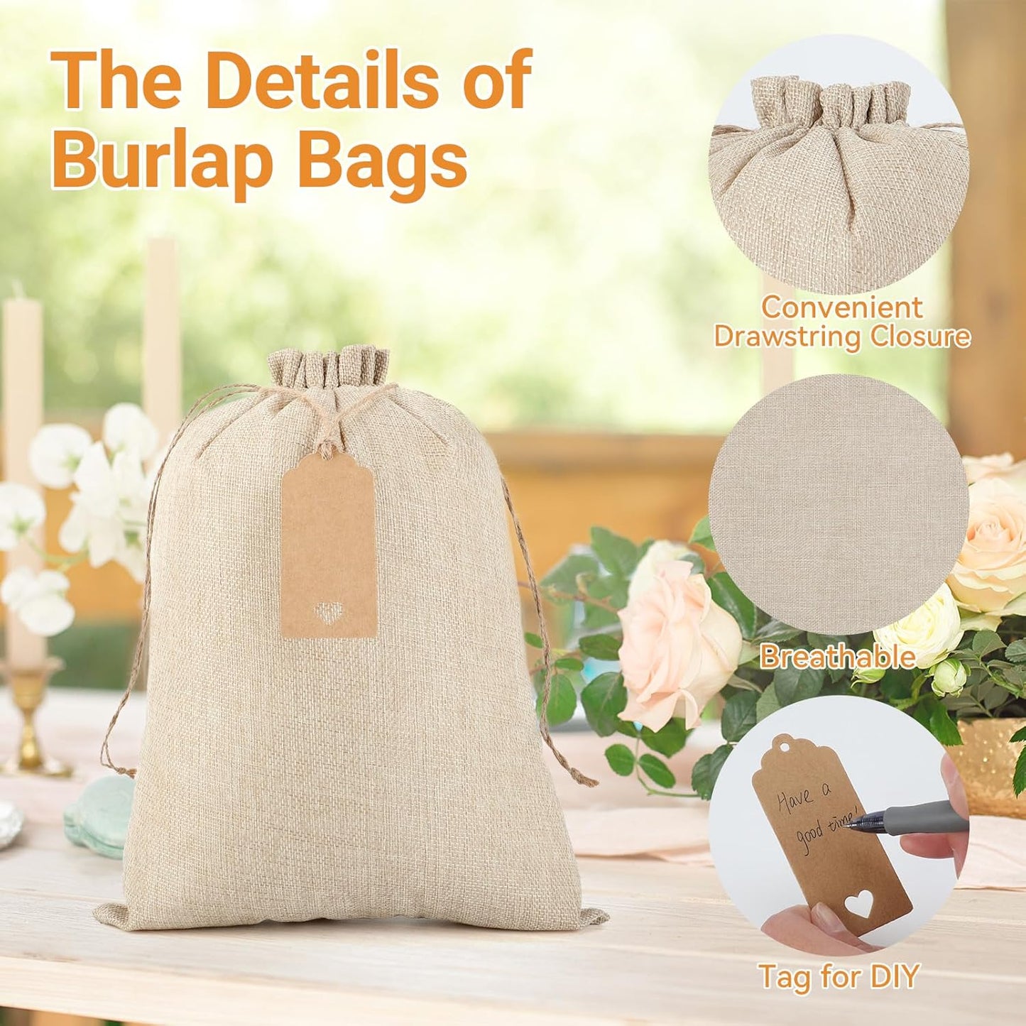Burlap Bags in Bulk with Drawstring - 20Pcs 10x14 Favor Sacks for Wrapping Christmas or Thanksgiving Gifts, Clothes, Breads, For Birthday, Wedding, Rodeo Themed Party, Household Use