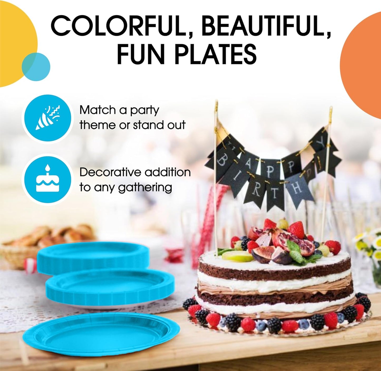Exquisite Turquoise Paper Plates Disposable Heavy Duty 7 Inch Turquoise Disposable Plates For Party 100 Pcs Heavy Duty Paper Plate 350 GSM, Birthday Party Supplies Plate Set