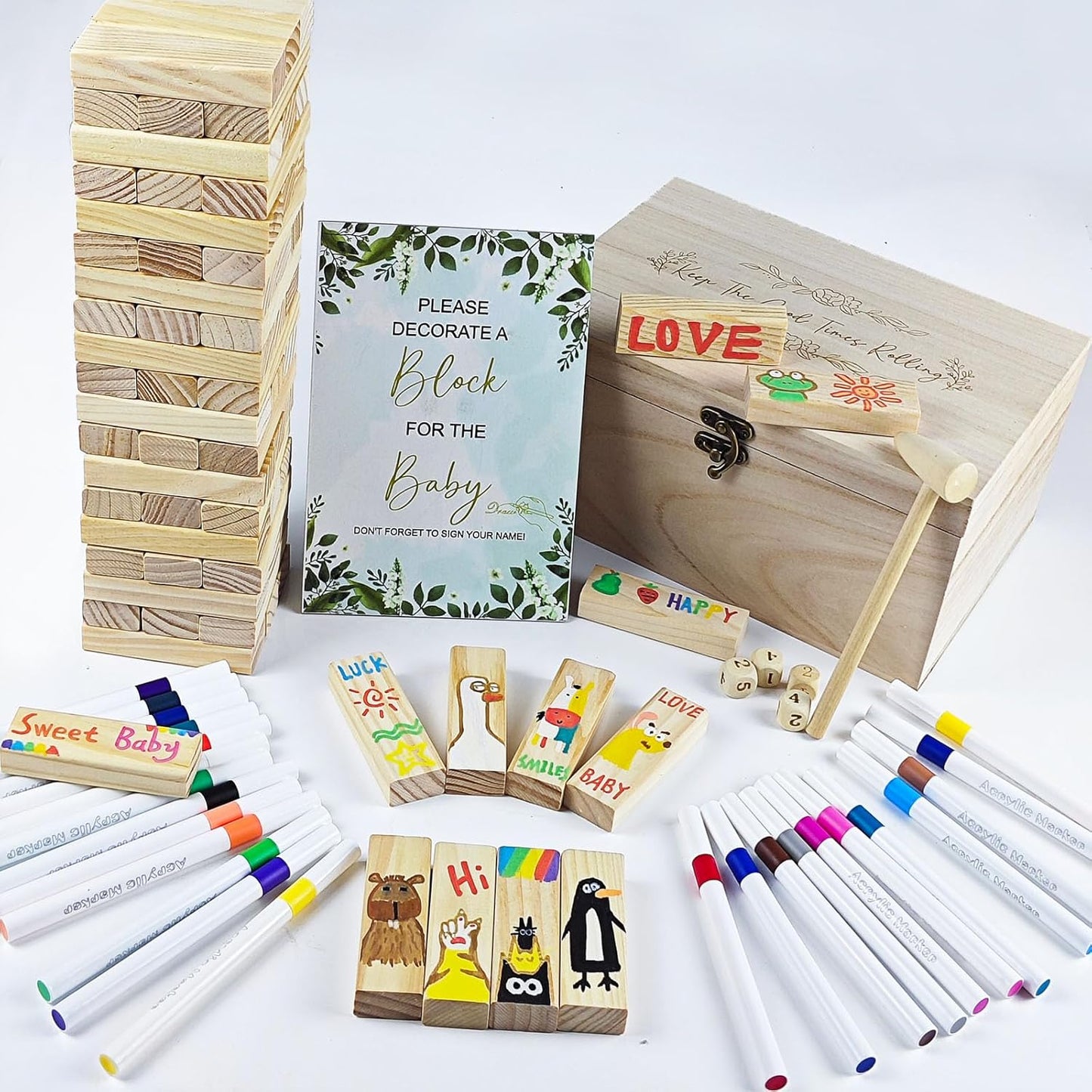 101pcs Fun Baby Shower Games Sign Kit, Lively Baby Shower Game Activities with 2 Ways to Play for Guests, Unique and Creative Activities Suitable for Boys and Girls
