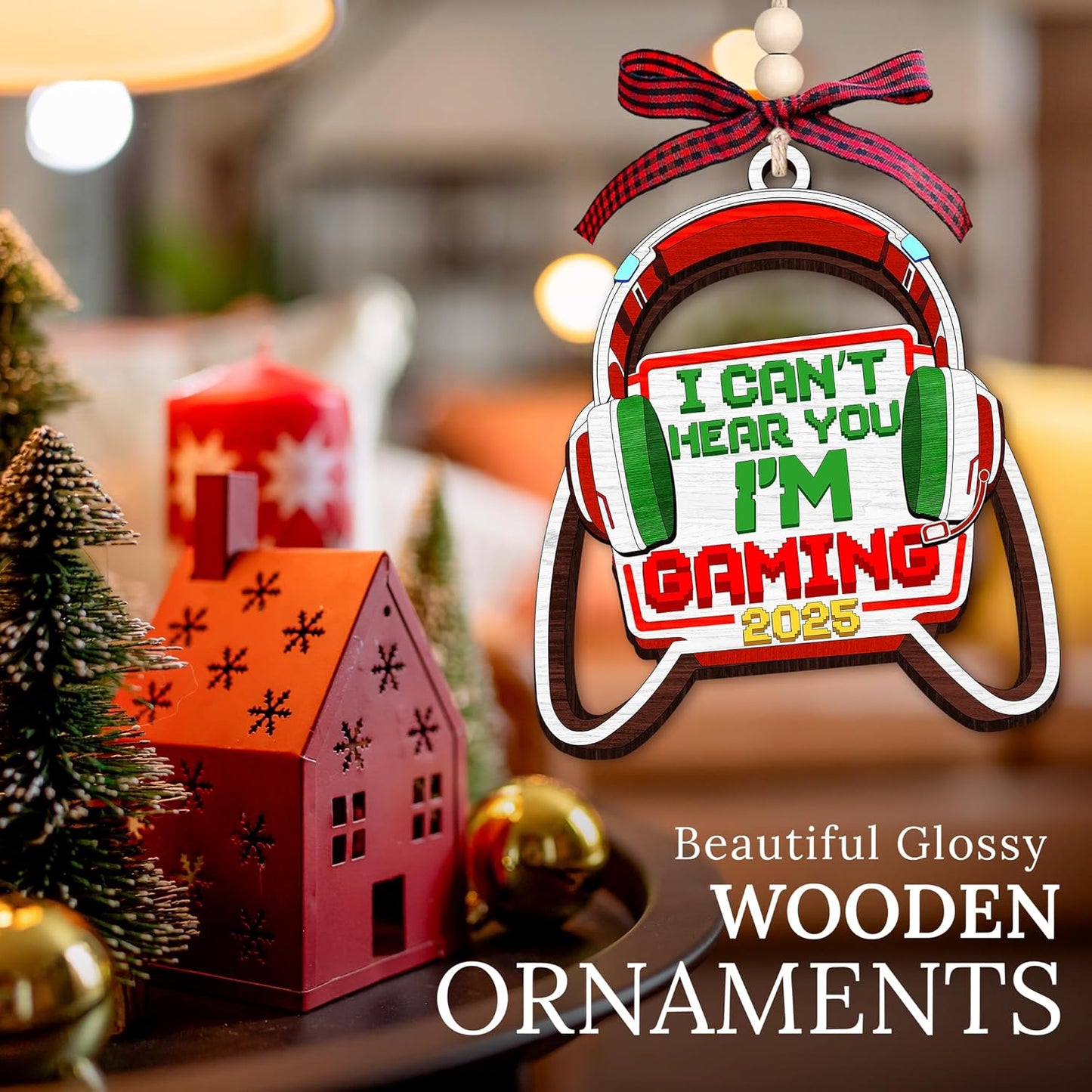 HEXMOZ Gaming Christmas Ornaments - Gamer Ornaments for Christmas Tree - Video Gamer Gifts for Teen Boys, Gamers, Sons, Brothers - Holiday Present Ideas - Xmas Ornament Decorations 2025