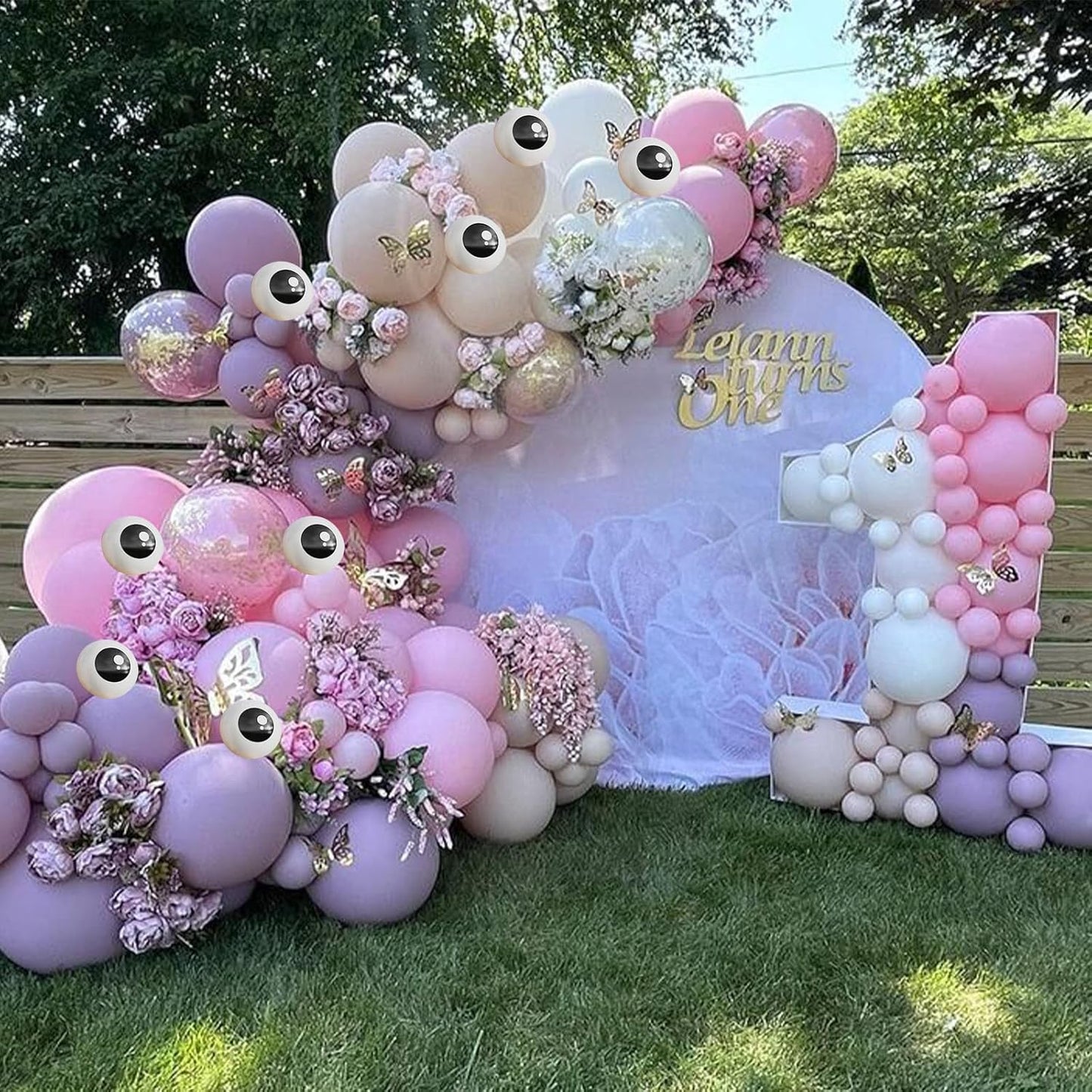 Monster Balloons Arch Kit, Pastel Green Pink Purple Balloon Garland Light Mint Green Pastel Orange Nude Balloons Eyeball Balloon for Monster Cartoon Party Inc Decorations Kids Birthday Party Supplies