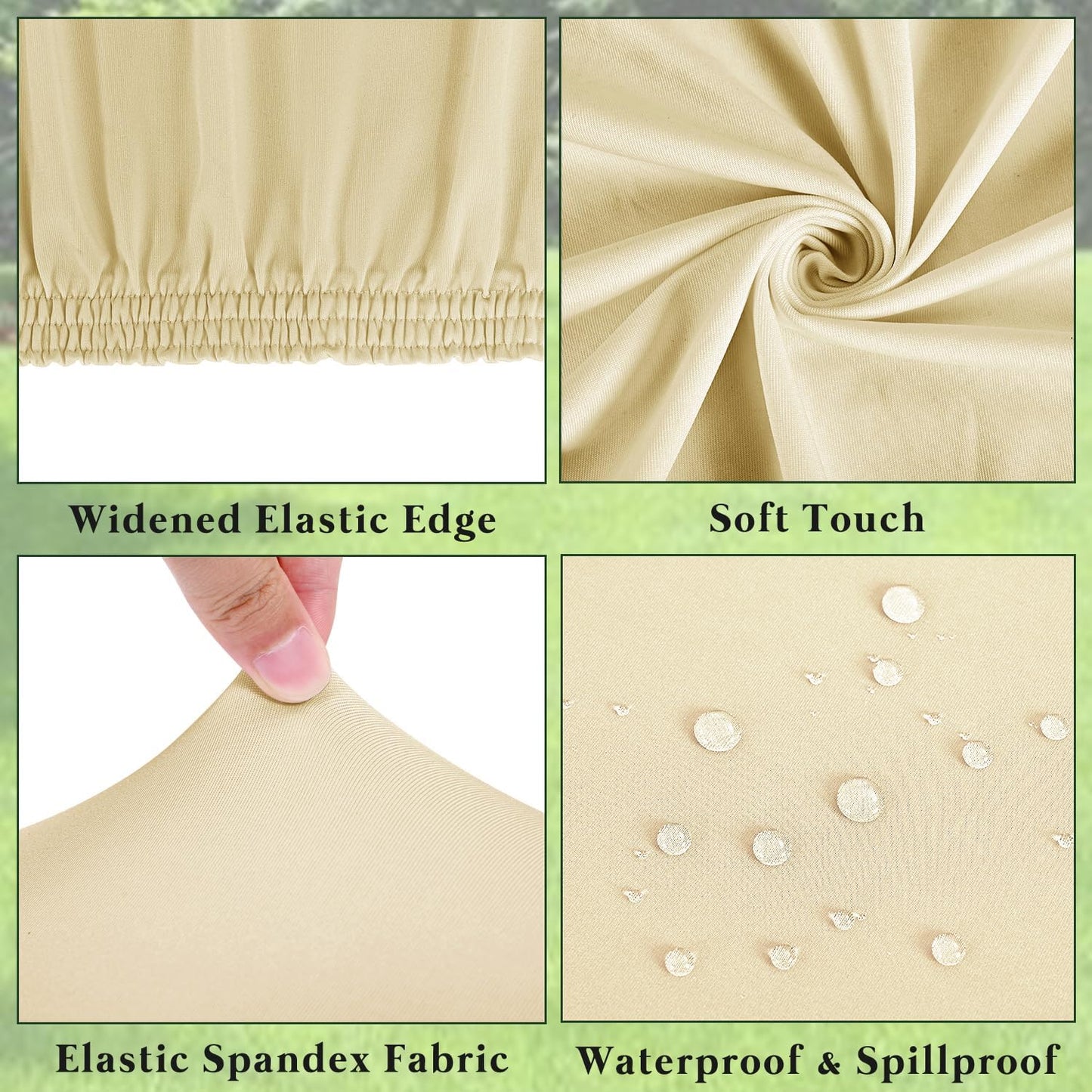 6 Pack Picnic Table Cover Fitted Elastic Outdoor Tablecloths for 6 Foot Rectangle Tables Waterproof Stretch Washable Patio Folding Spandex Table Cloth for Camping Banquet Parties (Champagne,30" x 72")