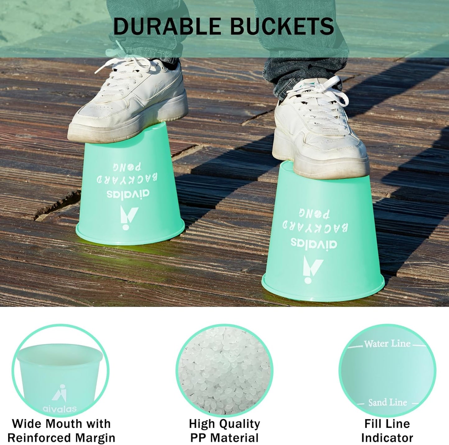 Yard Pong Outdoor Games Glow Set in Dark for Adults,Family and Kids,Giant Yard Pong for Beach,Camping,Lawn,Backyard and Yard Parties,with Buckets, Balls and Carrying Bag