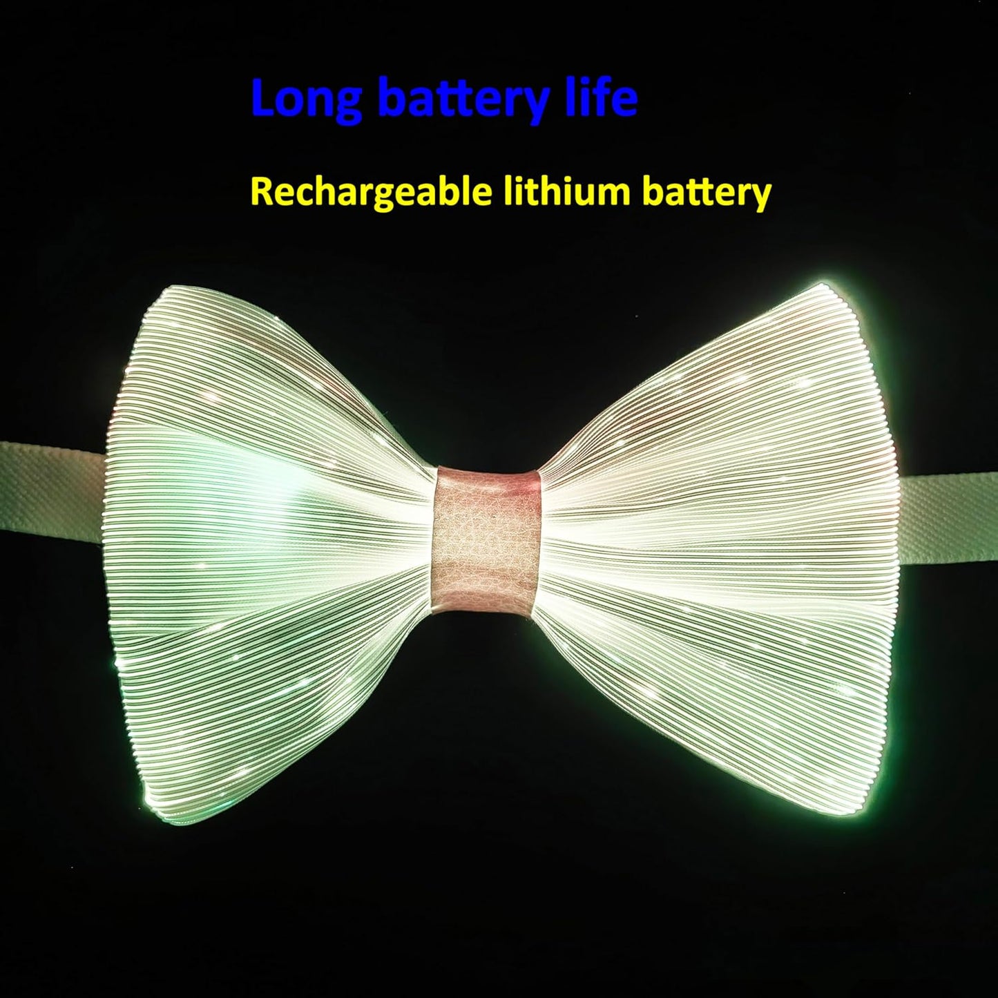 LED Light Up Bow Tie Wireless for Men - Flashing Fiber Optic Bowtie Glow in the Dark for Party Halloween Christmas