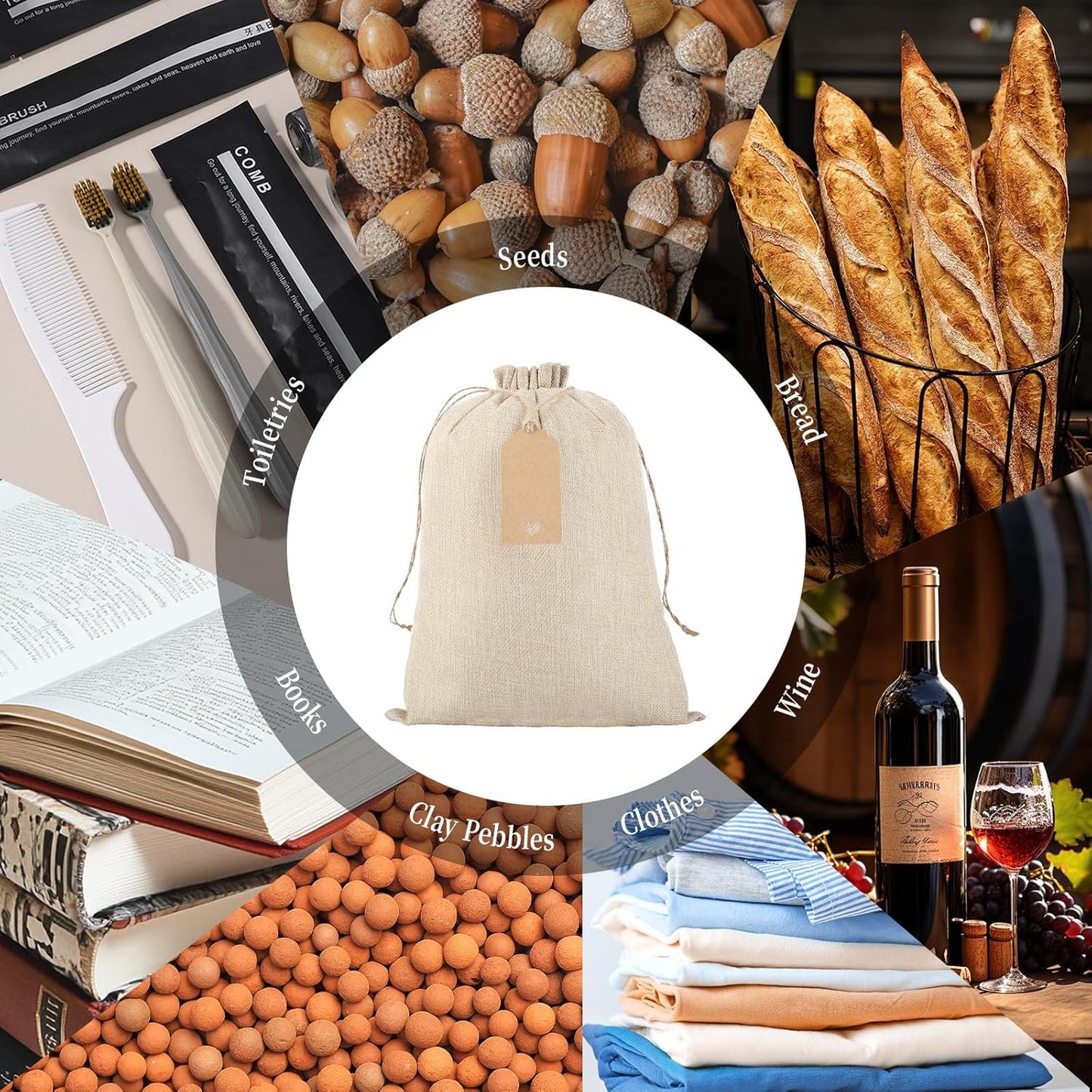 Burlap Bags in Bulk with Drawstring - 20Pcs 10x14 Favor Sacks for Wrapping Christmas or Thanksgiving Gifts, Clothes, Breads, For Birthday, Wedding, Rodeo Themed Party, Household Use