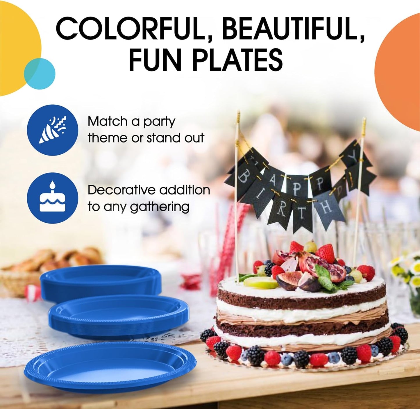 Exquisite Party Solids Dark Blue Plastic Plates For Party 7" Dark Blue Disposable Plates Heavy Duty 100 Pcs Plastic Dinnerware Sets Heavy Duty 350 GSM Disposable Dinnerware Set