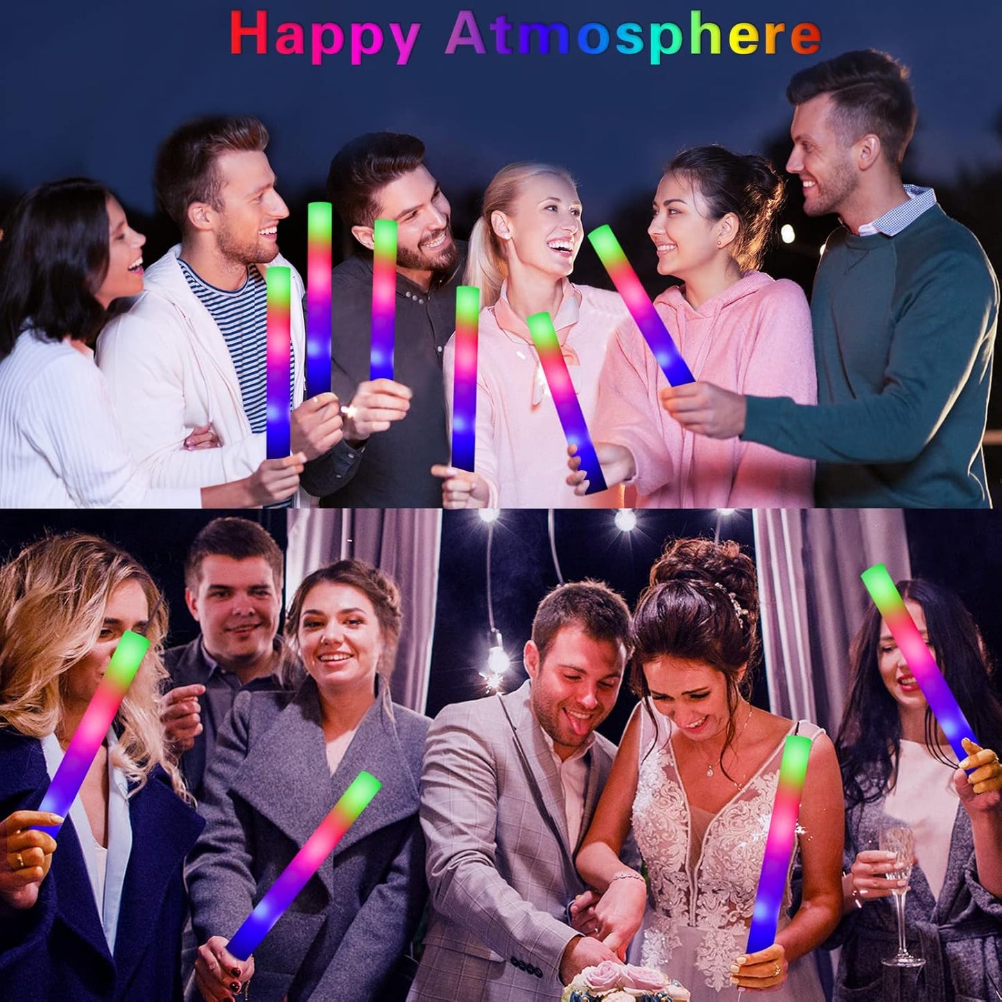 Glow Sticks Bulk -70 Pcs LED Foam Sticks Glow in The Dark Party Supplies,3 Modes Colorful Flashing Light Up Toys for Wedding Birthday Party Concert Halloween Christmas