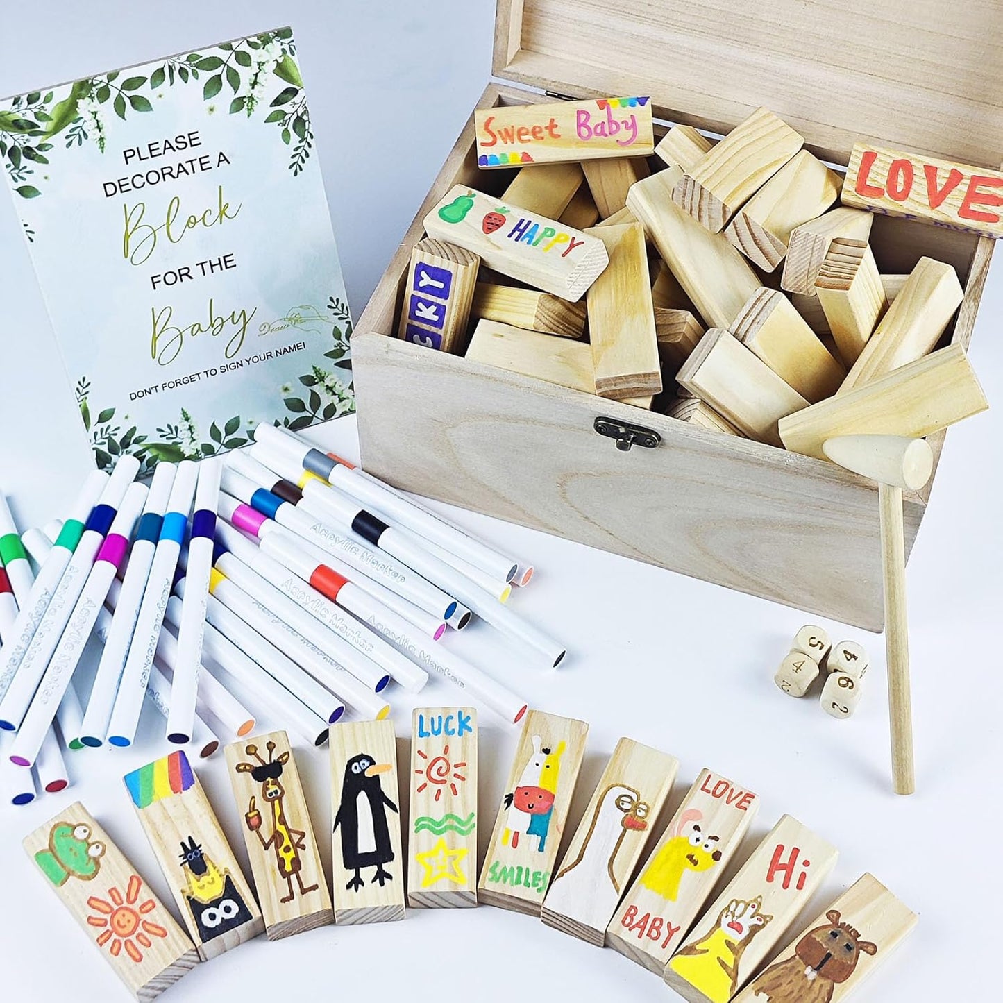 101pcs Fun Baby Shower Games Sign Kit, Lively Baby Shower Game Activities with 2 Ways to Play for Guests, Unique and Creative Activities Suitable for Boys and Girls