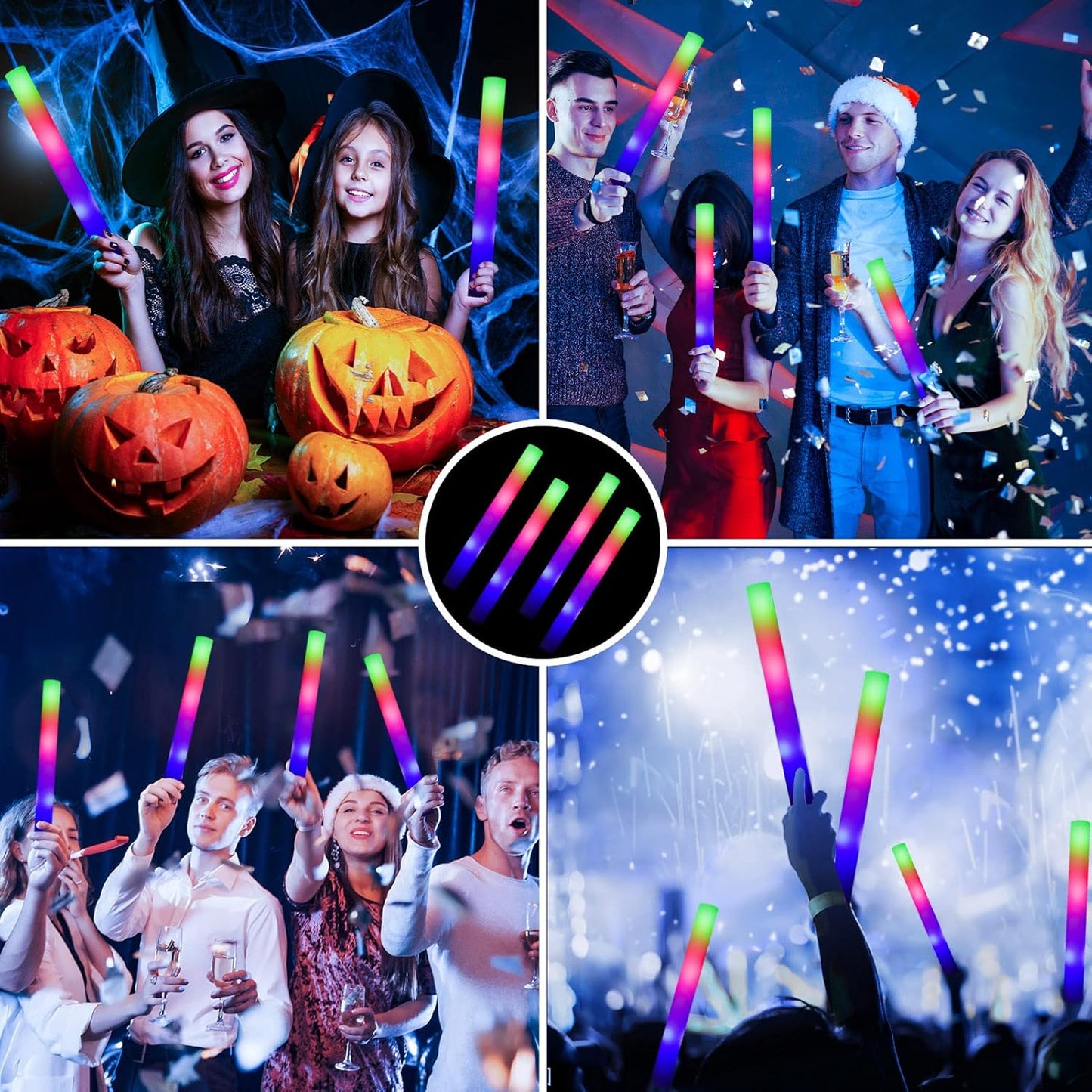 Glow Sticks Bulk 150 Pcs - Light up Foam Sticks with 3 Modes Colorful Flashing Effect, Led Lights Glow in The Dark Party Supplies for Wedding Concert Raves Halloween Christmas
