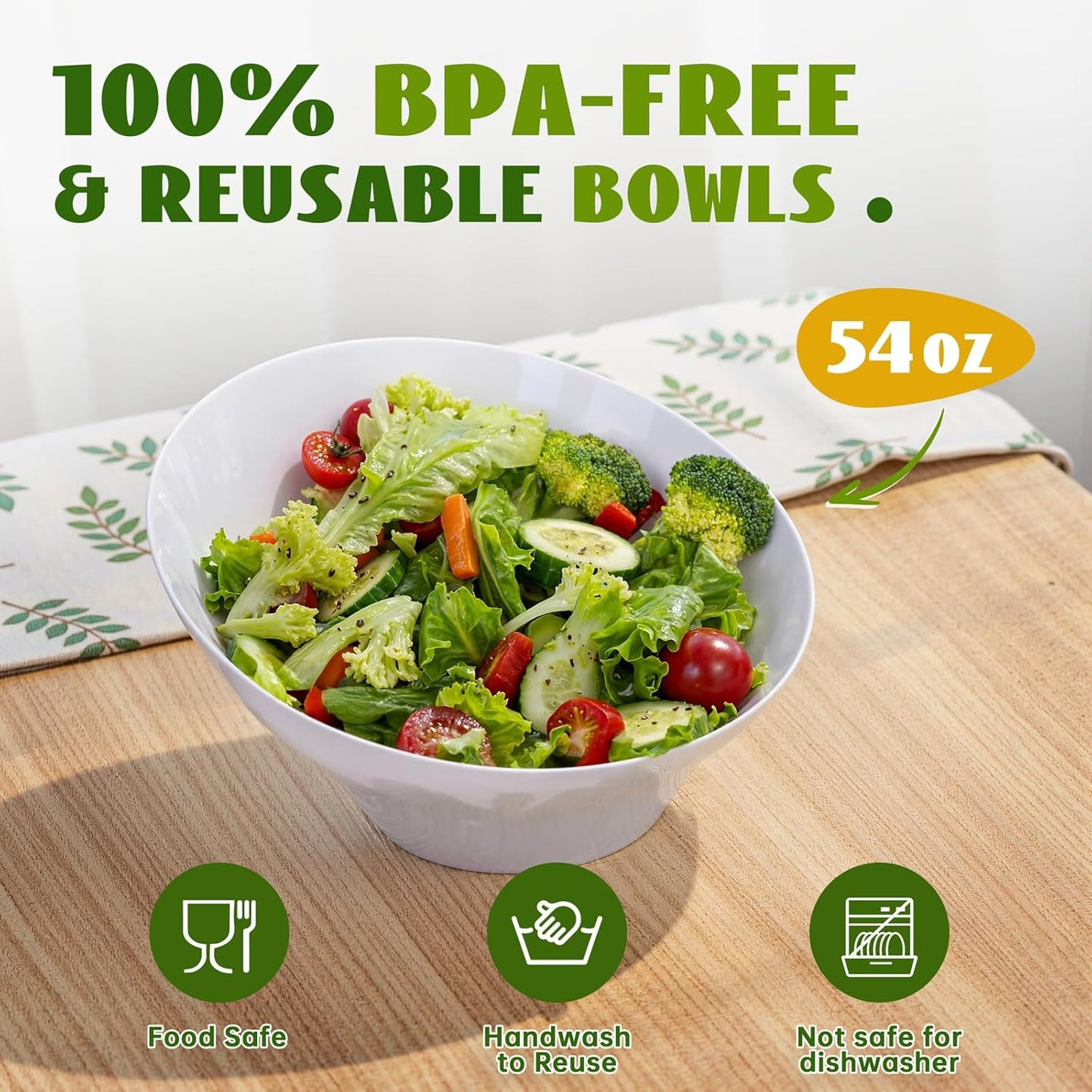 Liacere 16 Pack White Plastic Serving Bowls - 20 OZ Snack Bowl - Disposable Bowl Angled Party Table Salad and Fruit Bowl Small Serving Bowls for Chip&Candy, Ideal for Wedding&Halloween