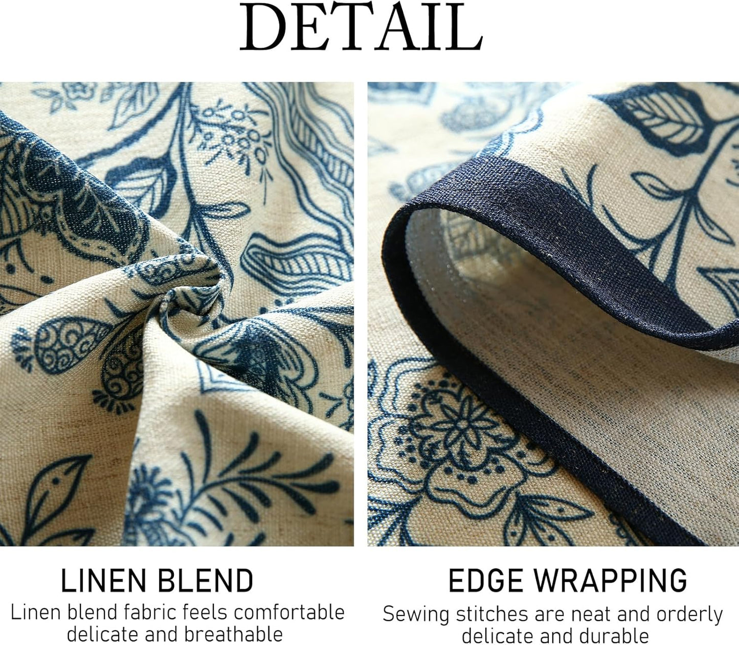 ISAENNE Designer French Linen Square Tablecloth,Blue Floral Washable Indoor Table Cloth,Durable Home Decor Tablecloths for Dining Thanksgiving Kitchen Tea Party Christmas,67"*67"-Ruyi B