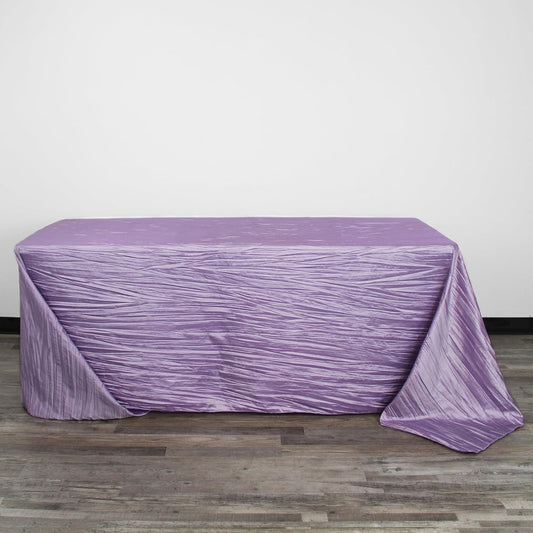 YOUR CHAIR COVERS - 90 x 132 inch Rectangular Crinkle Taffeta Tablecloth - Lavender, Rectangle Table Linens for 6 ft Rectangular Tables, Wedding Crushed Table Cloth