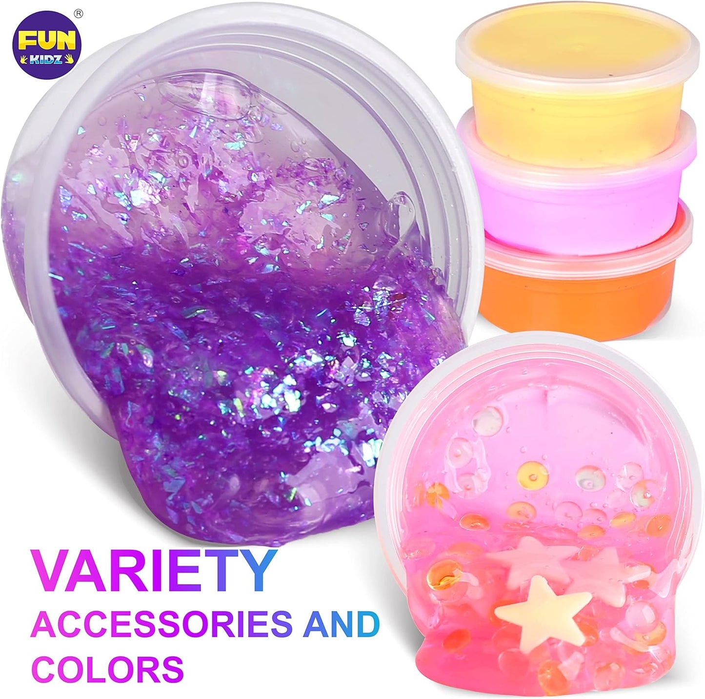 33 Cups Jumbo Slime Kit for Kids, FunKidz Premade Ultimate Slime Pack to DIY Soft, Cloud, Clear, Butter, Glitter, Glow in Dark Slime Making Kit Party Favors Gift Toys for Girls and Boys