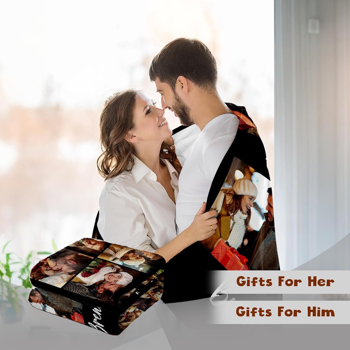 Personalized Valentine's Day Gifts for Boyfriend Girlfriend, Custom Photo Blankets with Names, I Love You Birthday Gifts for Wife Husband Her Him Anniversary Wedding Couple Gifts