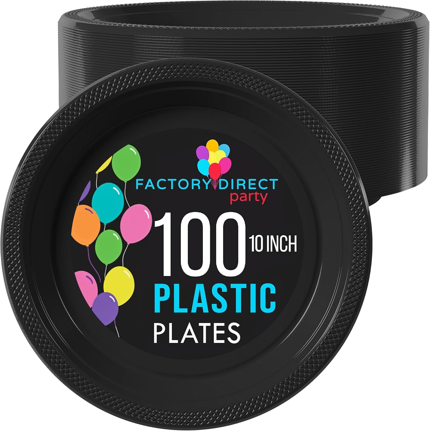 Exquisite Party Solids Black Plastic Plates For Party 10" Black Disposable Plates Heavy Duty 100 Pcs Plastic Dinnerware Sets Heavy Duty 350 GSM Disposable Dinnerware Set