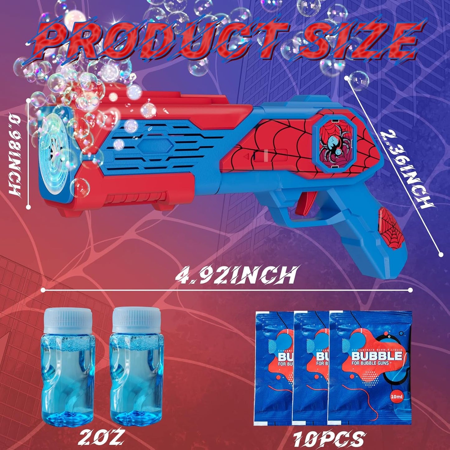 Spider-Bubble Machine Gun for Kids: Toys for 3+ Year Old Boys, Spider Toys for Boys 4-6, Outsider&Outdoor Toy for Toddlers 3-5, Christmas, Summer, Wedding, Party Favors, Halloween, Birthday Gifts