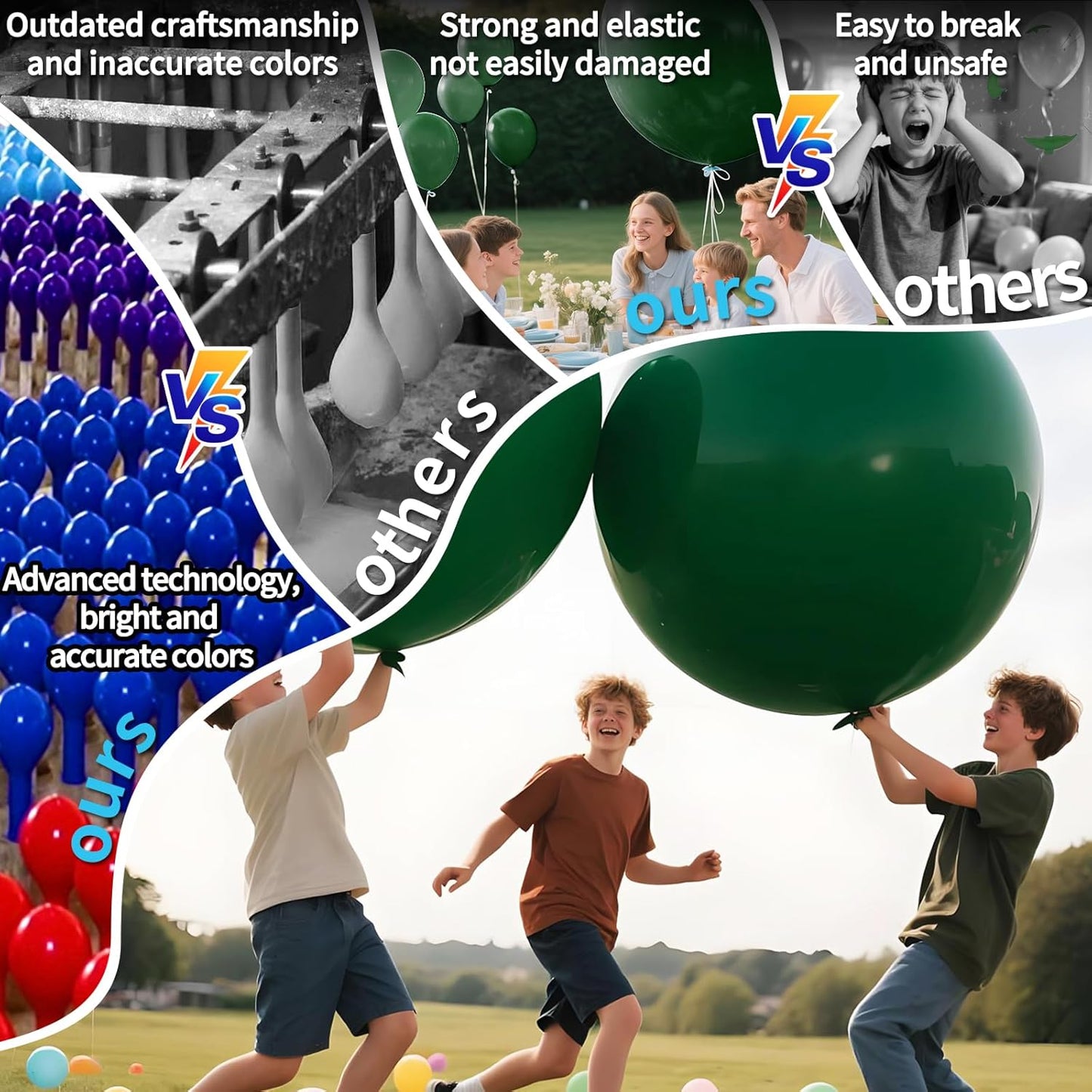 KAWKALSH Dark Green Giant Balloons 36 Inch, 9pcs Jumbo Green Balloons Large Round Emerald Green Latex Balloons for Baby Shower Christmas Jungle Safari Theme Party Decorations