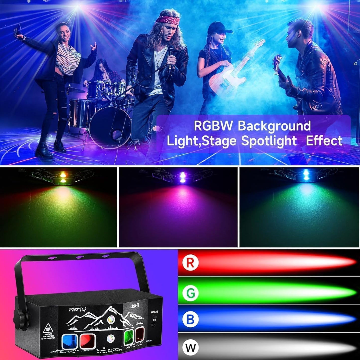 Laser Light for Party, Sound Activated Strobe Light Halloween - 6 Eyes Laser DJ Lights with Remote Control, Rave Lights Glow Party Supplies Party Lights Dance Floor Lights