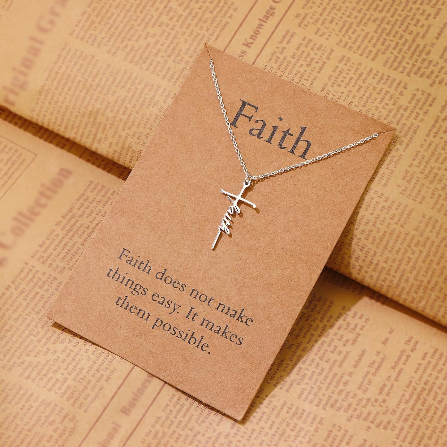 Lcherry Faith Cross Pendant Necklace for Women Religious Christian Jewelry Mother's Day Gifts for Women