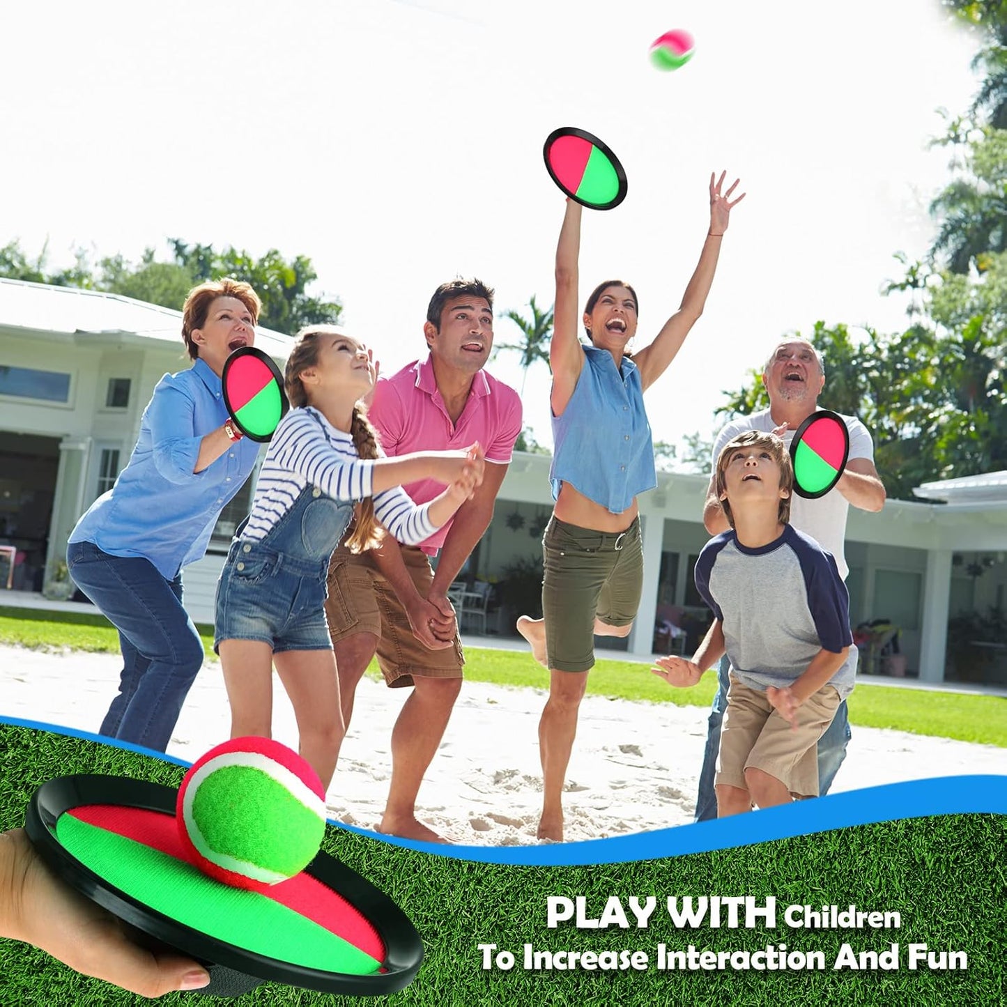 Charniol Kids Toys Toss and Catch Game Set 12 Paddles 6 Balls Beach Game Outdoor Ball Sports Games Toss and Catch Ball Set with Paddles Ball Nylon Catch Toys for Kids Adults