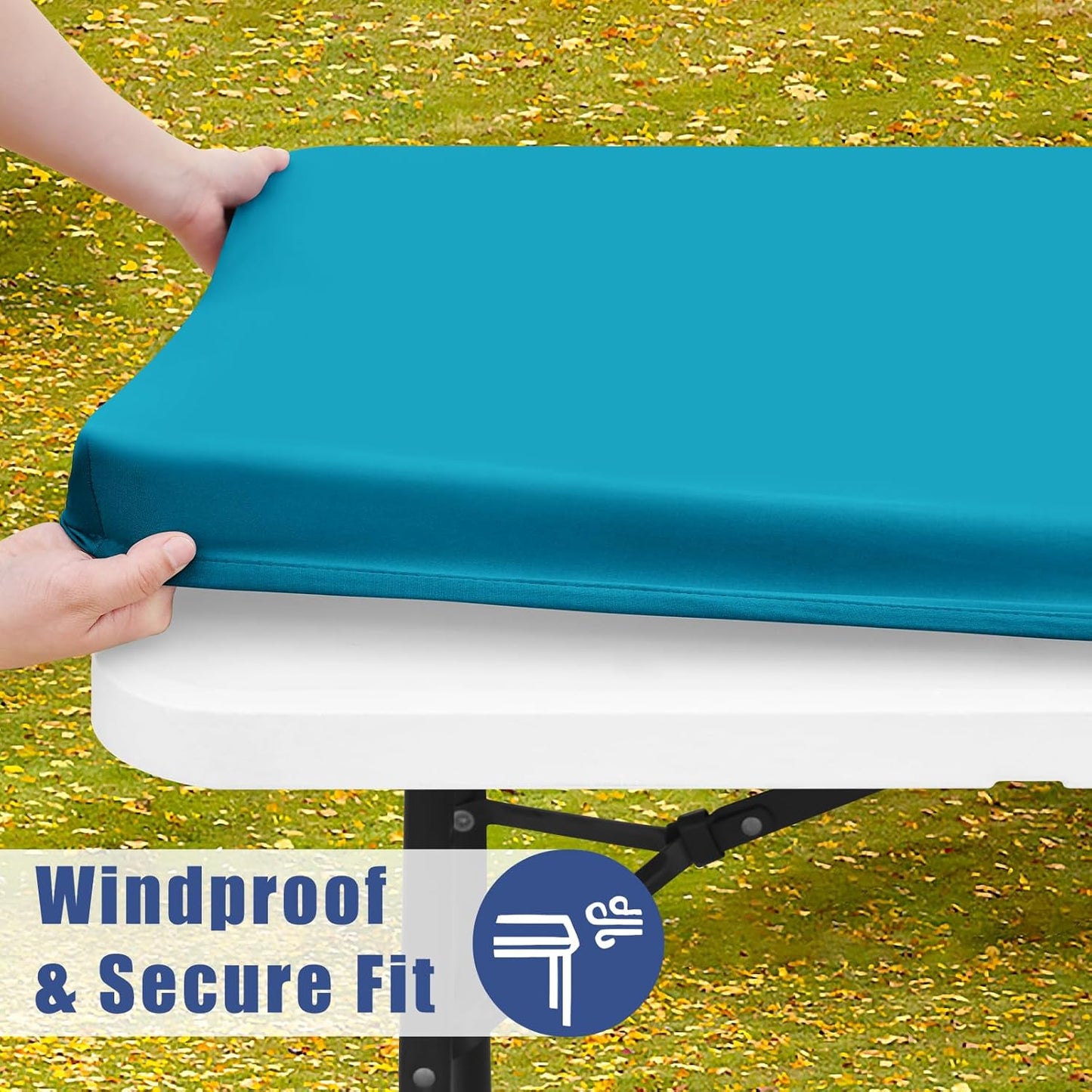 Spandex 5 Foot Rectangle Table Cloth 2 Pack, Elastic Fitted Tablecloths for Picnic, Stretch Washable Patio Table Cover for Outdoor, Camping, Banquet and Parties (Teal, 30"x60")