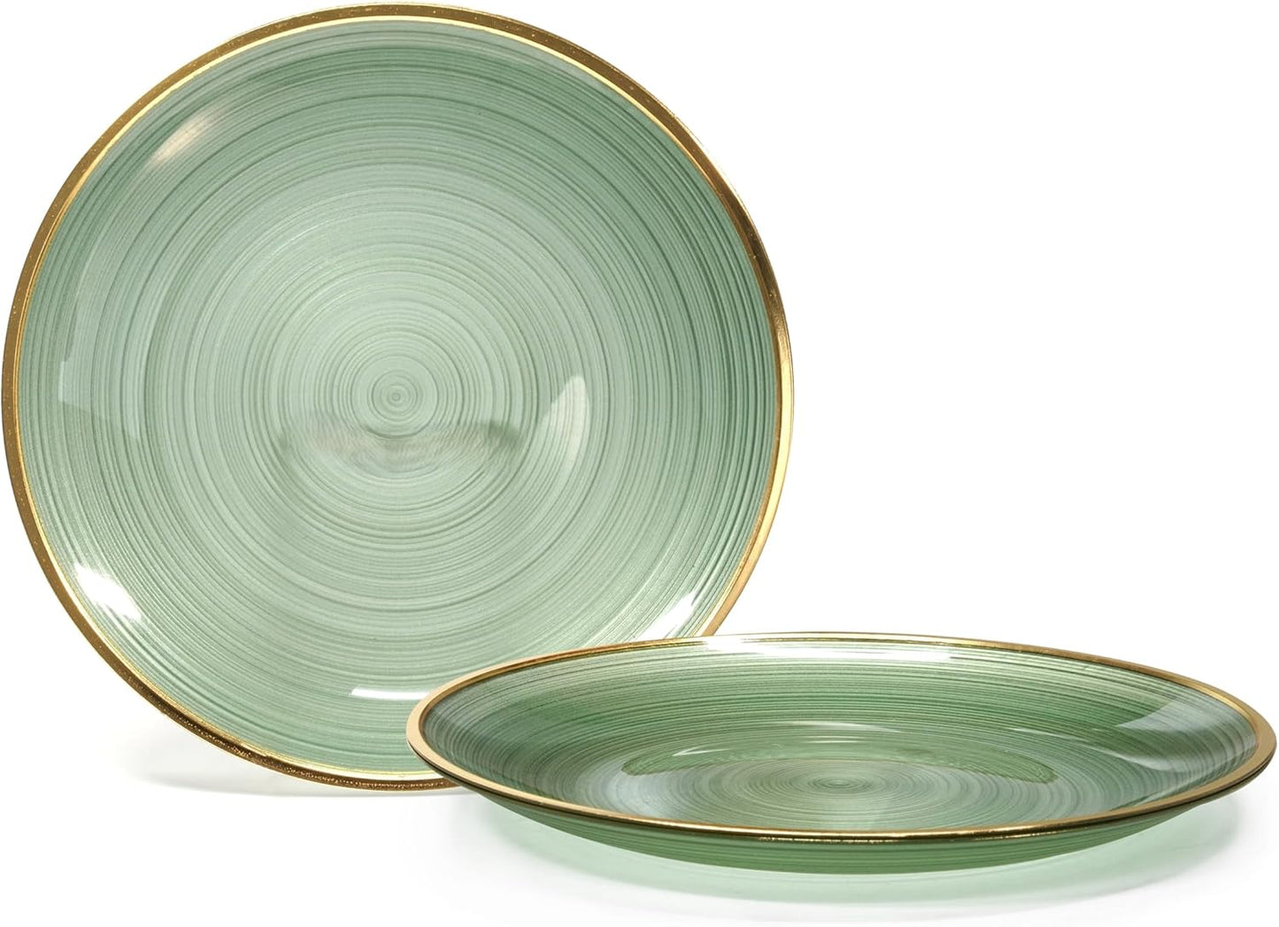 " OCCASIONS " 100 Plates Pack,(50 Guests) Premium Wedding Party Disposable Plastic Plates Set -50 x 10'' Dinner + 50 x 7'' Salad/Dessert (Belize in Green & Gold)