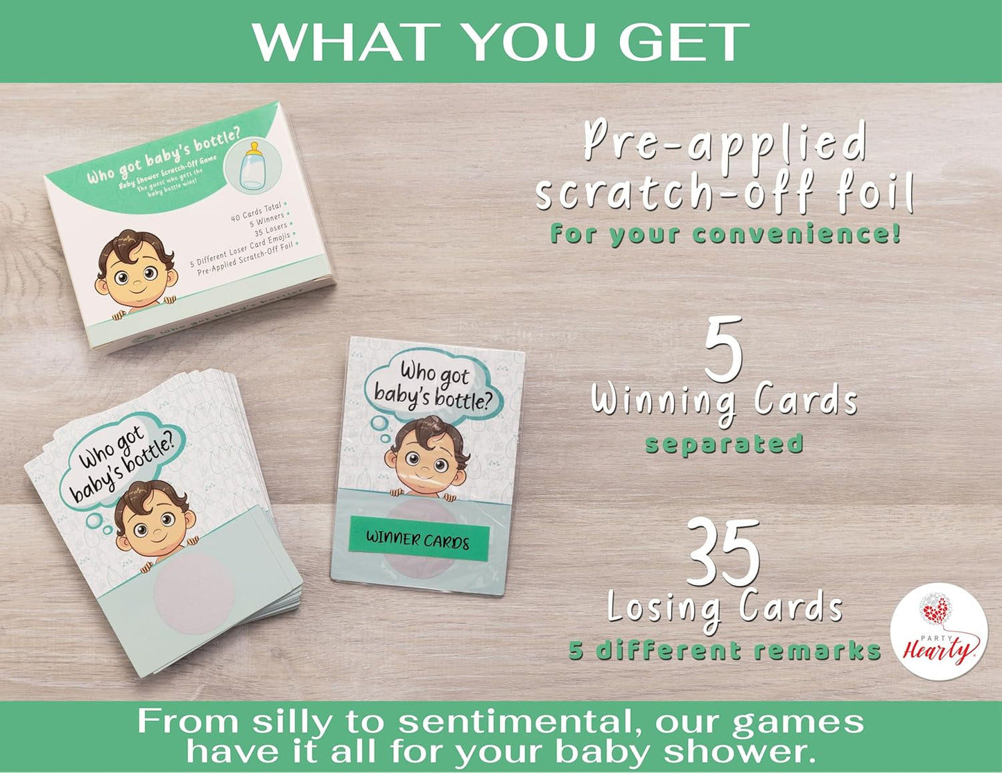 Party Hearty Baby Shower Games for Girl and Boy, 40 Emoji Scratch Off Lottery Tickets, Baby Games Ideas, Scratch Off Game