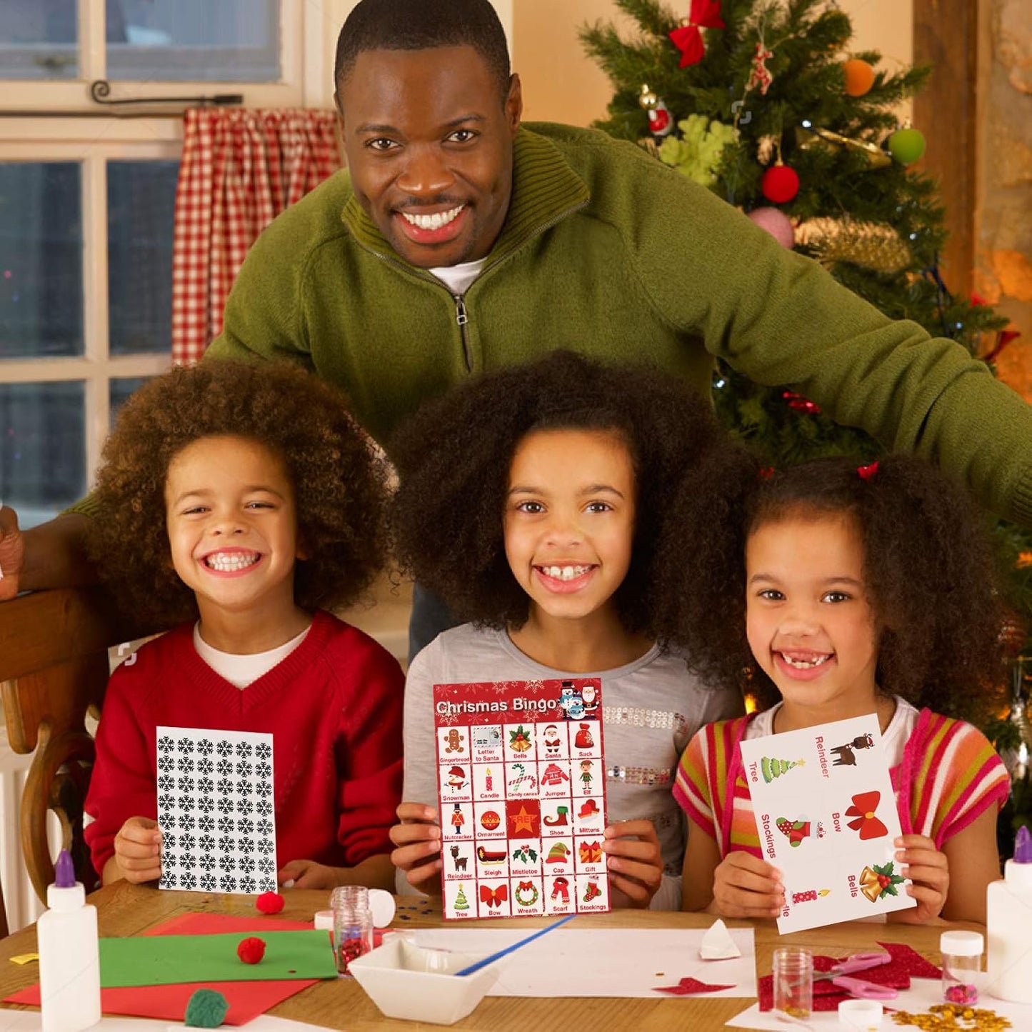 V-Opitos Christmas Bingo Game, 32 Players - Christmas Party Games for Kids and Adults, Xmas Bingo Card for Family/Class/Group Activities