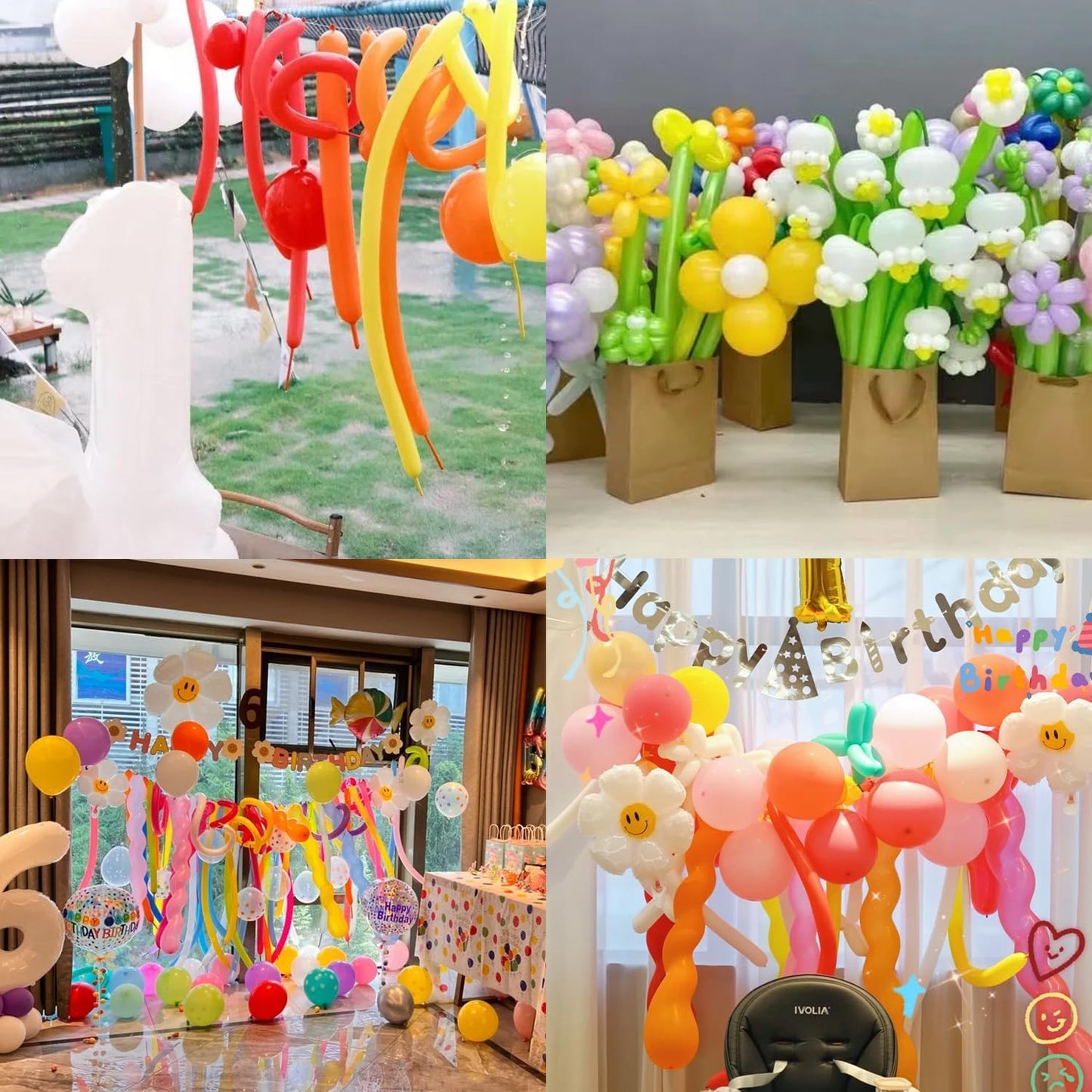 100PCS 260q Long Skinny Balloons Rainbow Twisting Animal Assorted Color Thickening Latex Modeling Magic Balloons for Balloon Garland DIY Birthday Weddings Christmas Party Decorations