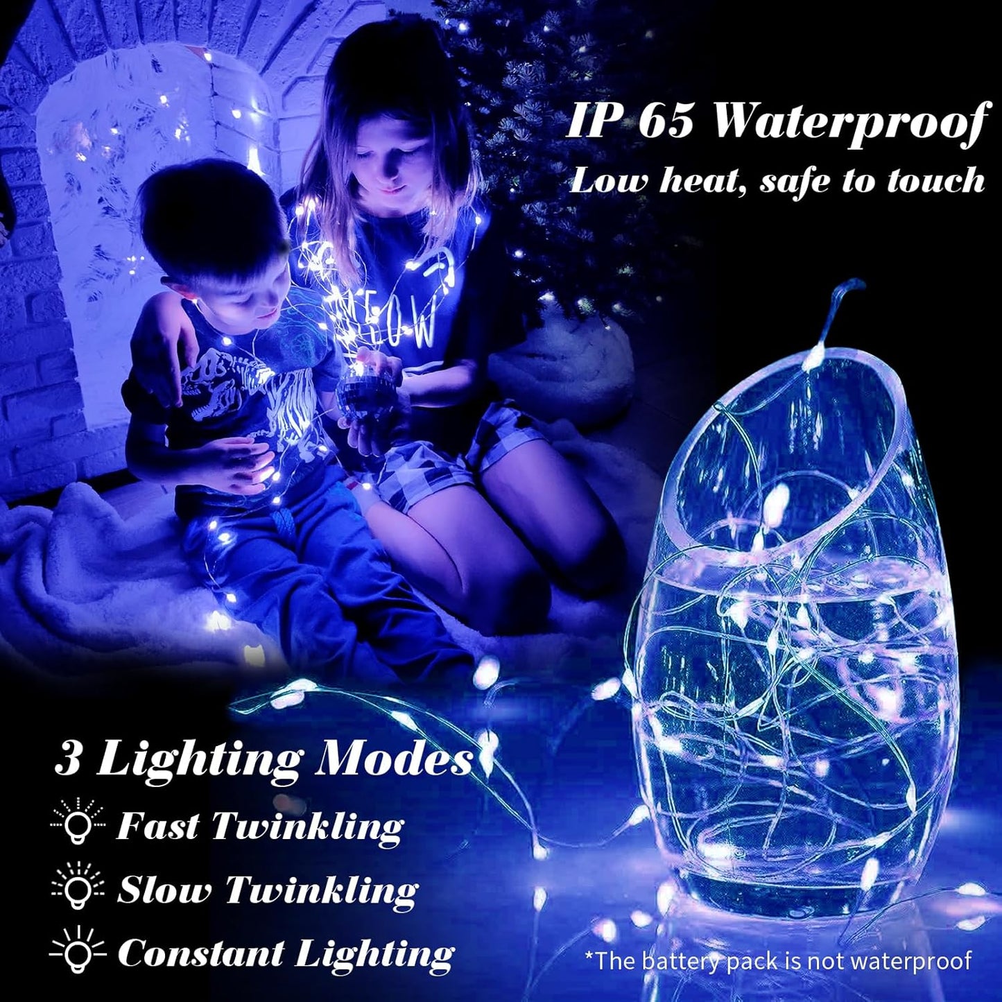 ZGWJ 8 Pack Fairy Lights Battery Operated, 7ft 20 Mini LED Fairy String Lights Silver Wire 3 Modes for DIY, Parties, Wedding, Bedroom, Halloween Christmas Decoration Blue