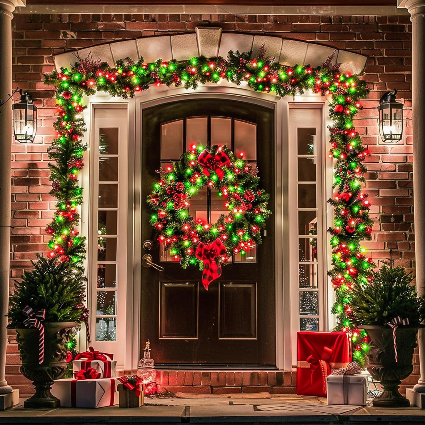 JMEXSUSS 200 LED Red White and Green Christmas Lights Outdoor, 66ft String Lights Indoor Clear Wire, Christmas Tree Lights Plug in for Bedroom Tree Christmas Party Decorations