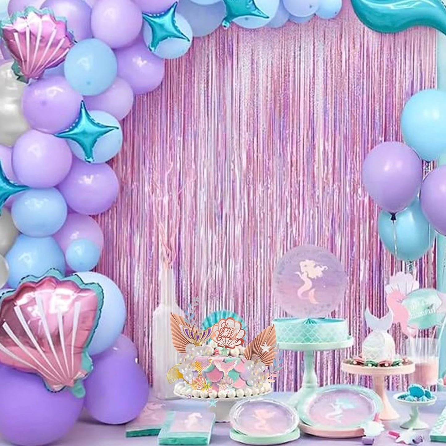 Rsstarxi 30 Pack Mermaid Theme Cake Decoration Shell Starfish Bubble Mermaid Cake Pick Decoration for Under the Sea Theme Girls Birthday Party Cake Decorations