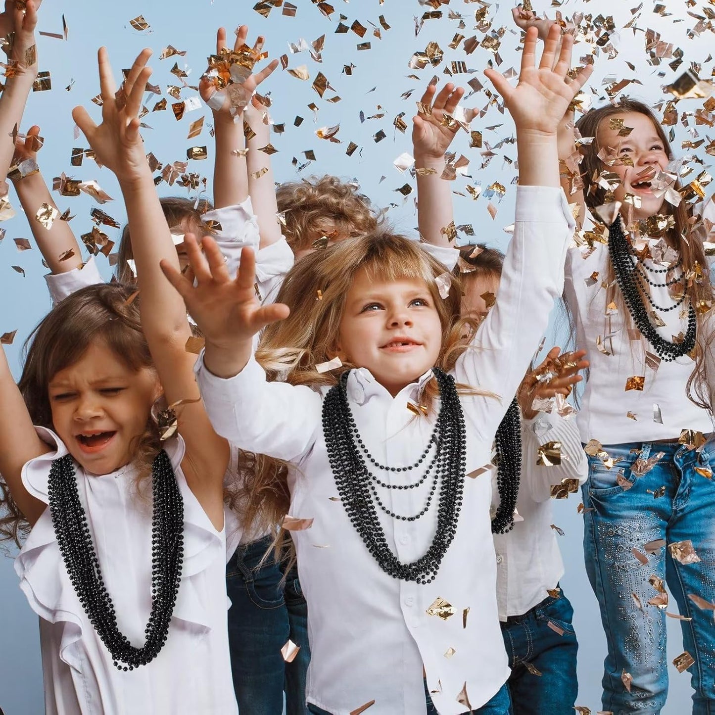 Bead Necklace, 12PCS Halloween Black Bead Necklaces Stuff Accessories, 33" Mardi Gras Beads Necklace Costume, Festival Parade Throw Accessory Sets for Halloween Party Events Supplies Decor