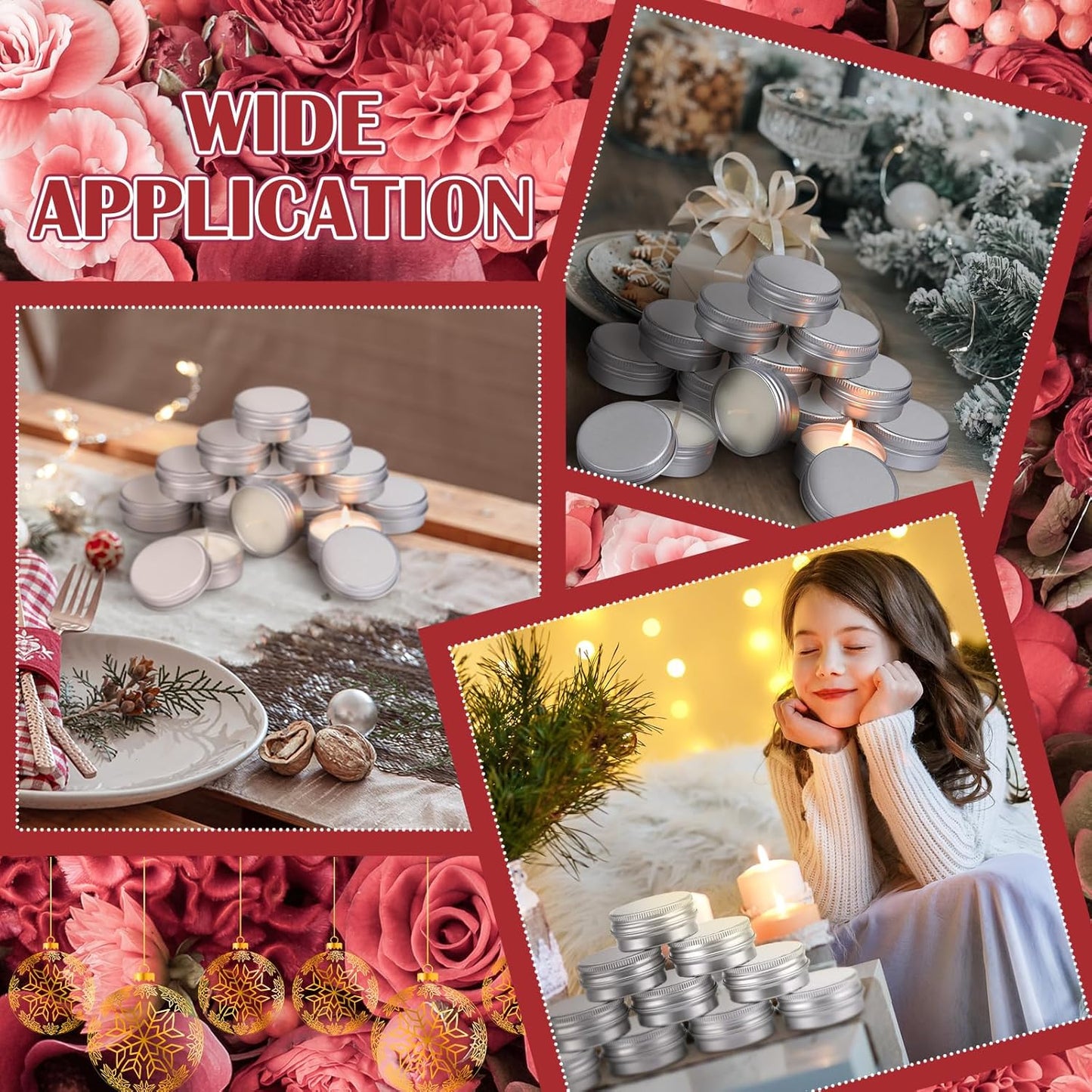 MTLEE 50 Pcs Christmas Flavor Wedding Scented Candles Gift Travel Tin Candle Aromatherapy Candle for Christmas Winter Baby Shower Favors Wedding Gifts